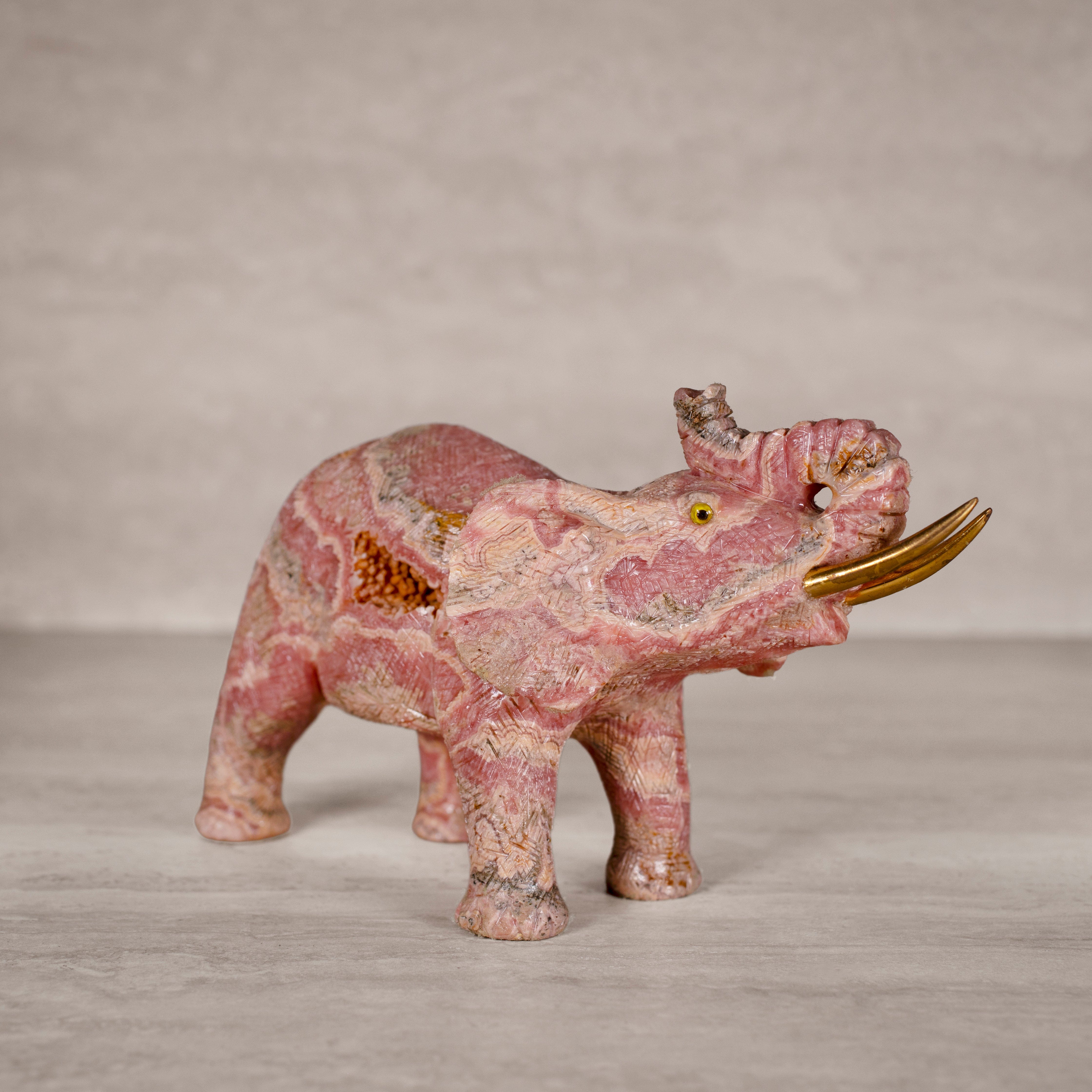 Kalifano Rhodochrosite Rhodochrosite Elephant Carving from Argentina - 8.75" / 1,545 g RC14400.001