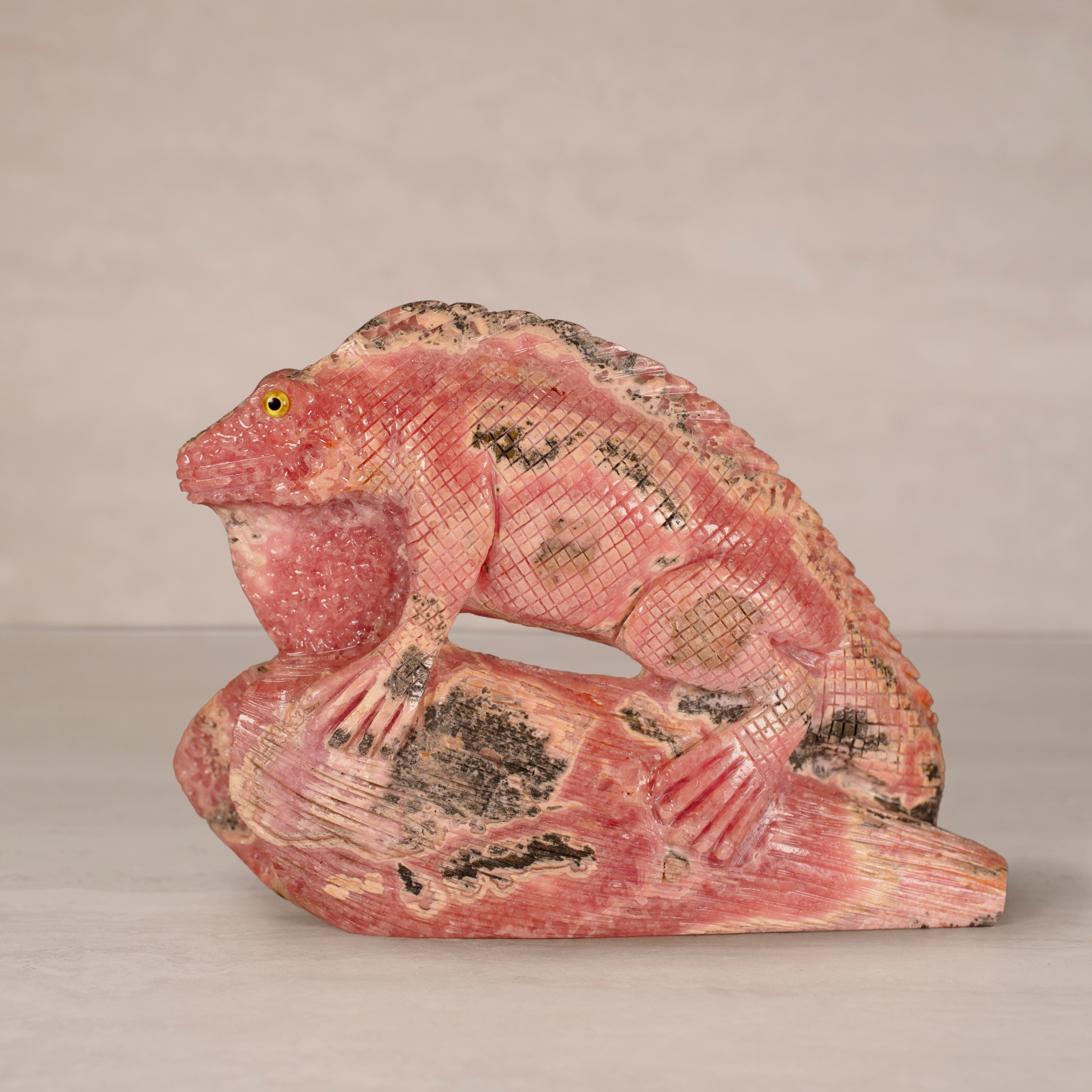 Kalifano Rhodochrosite Rhodochrosite Iguana Carving from Argentina - 7.5" / 1,860 g RC14400.002