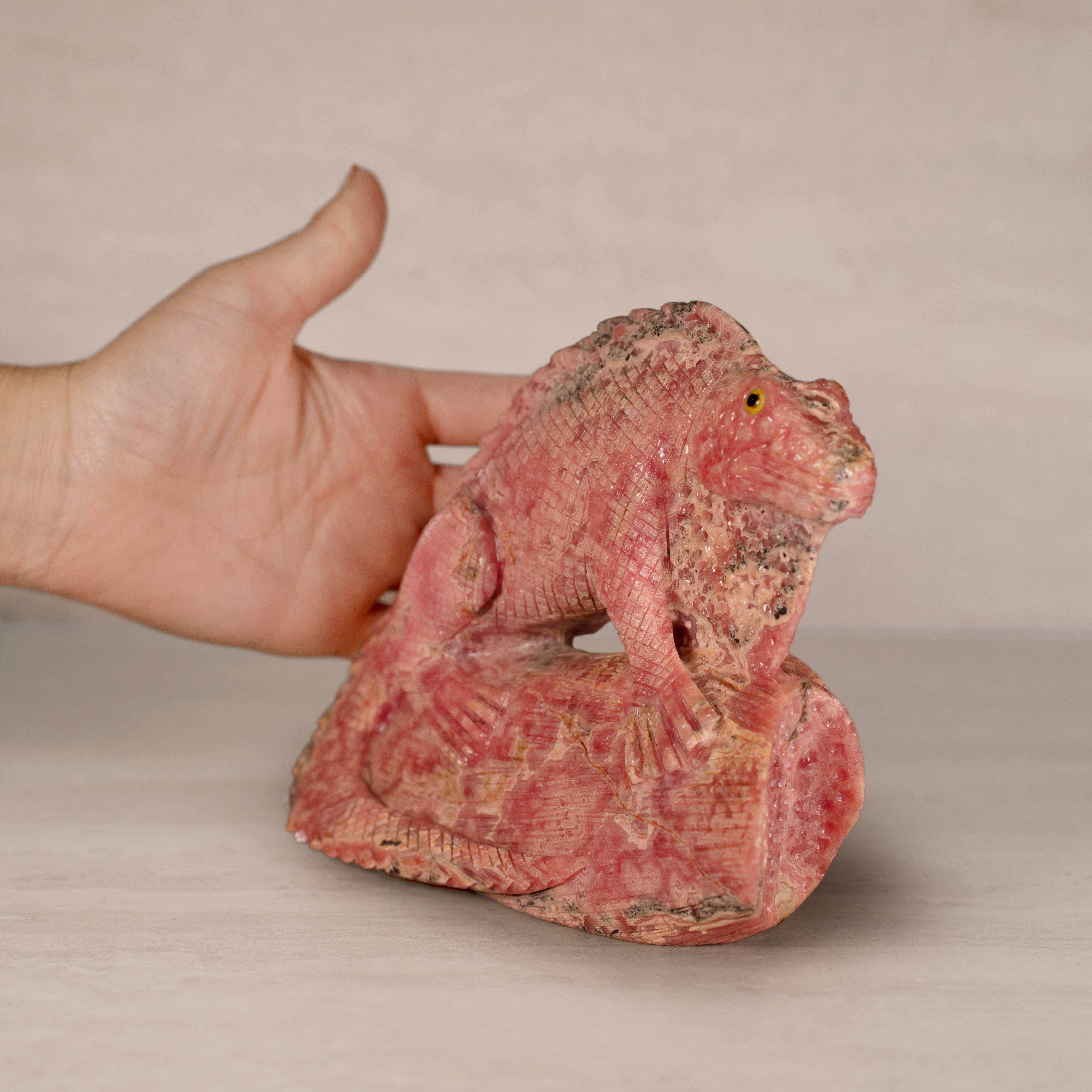 Kalifano Rhodochrosite Rhodochrosite Iguana Carving from Argentina - 7.5" / 1,860 g RC14400.002