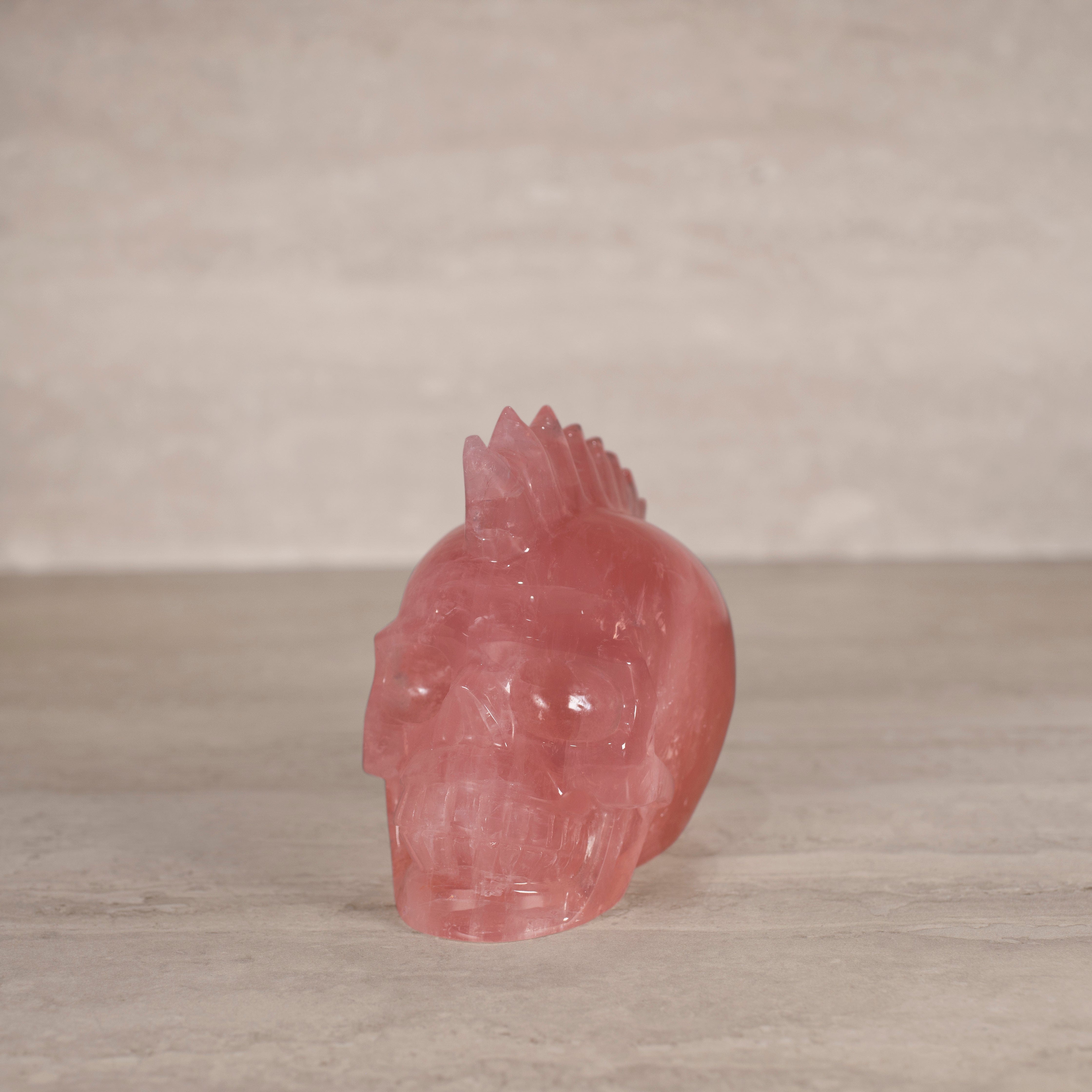 Kalifano Rose Quartz Natural Brazilian Rose Quartz Skull Carving - 5.5" / 1,860 g RQ6400.001