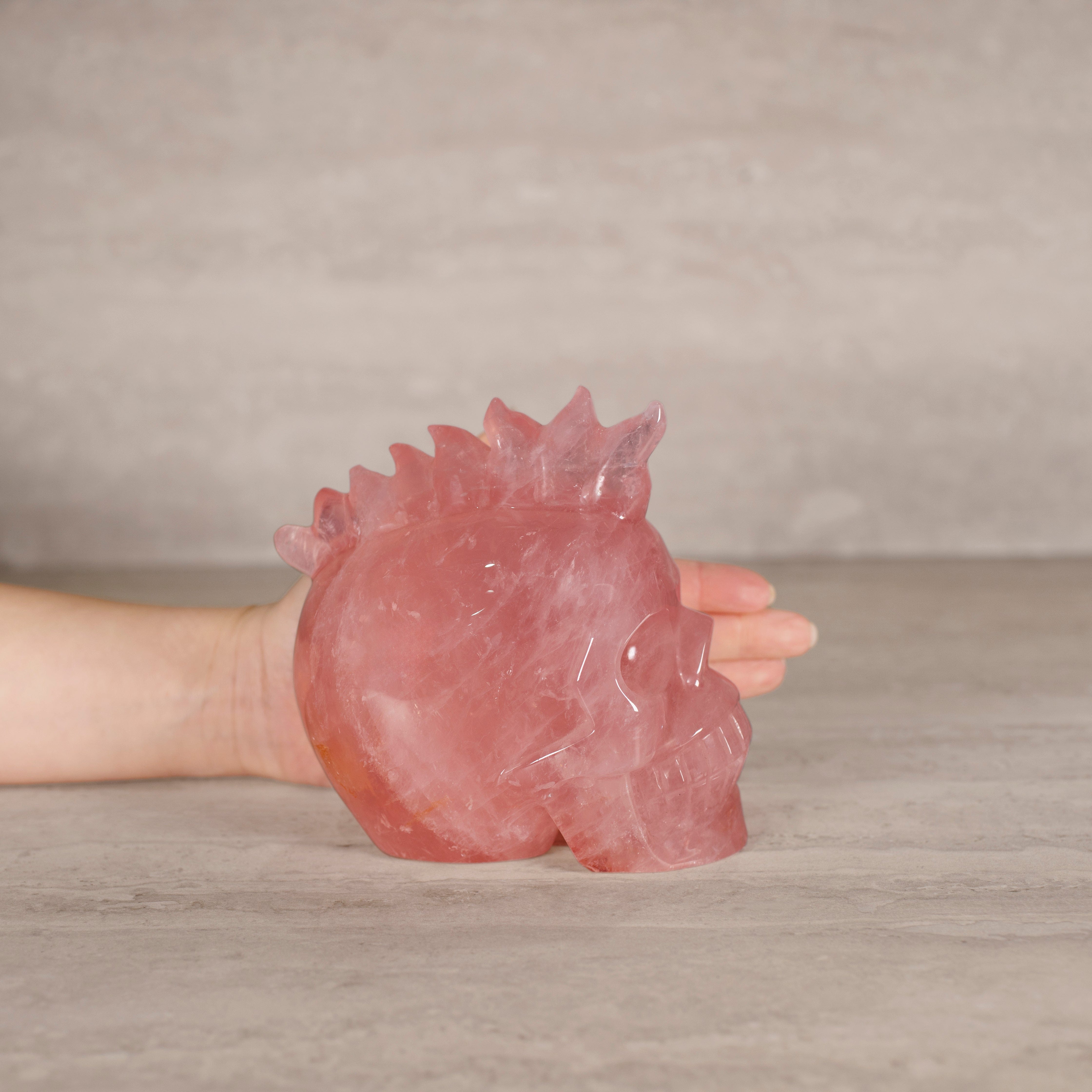 Kalifano Rose Quartz Natural Brazilian Rose Quartz Skull Carving - 5.5" / 1,860 g RQ6400.001