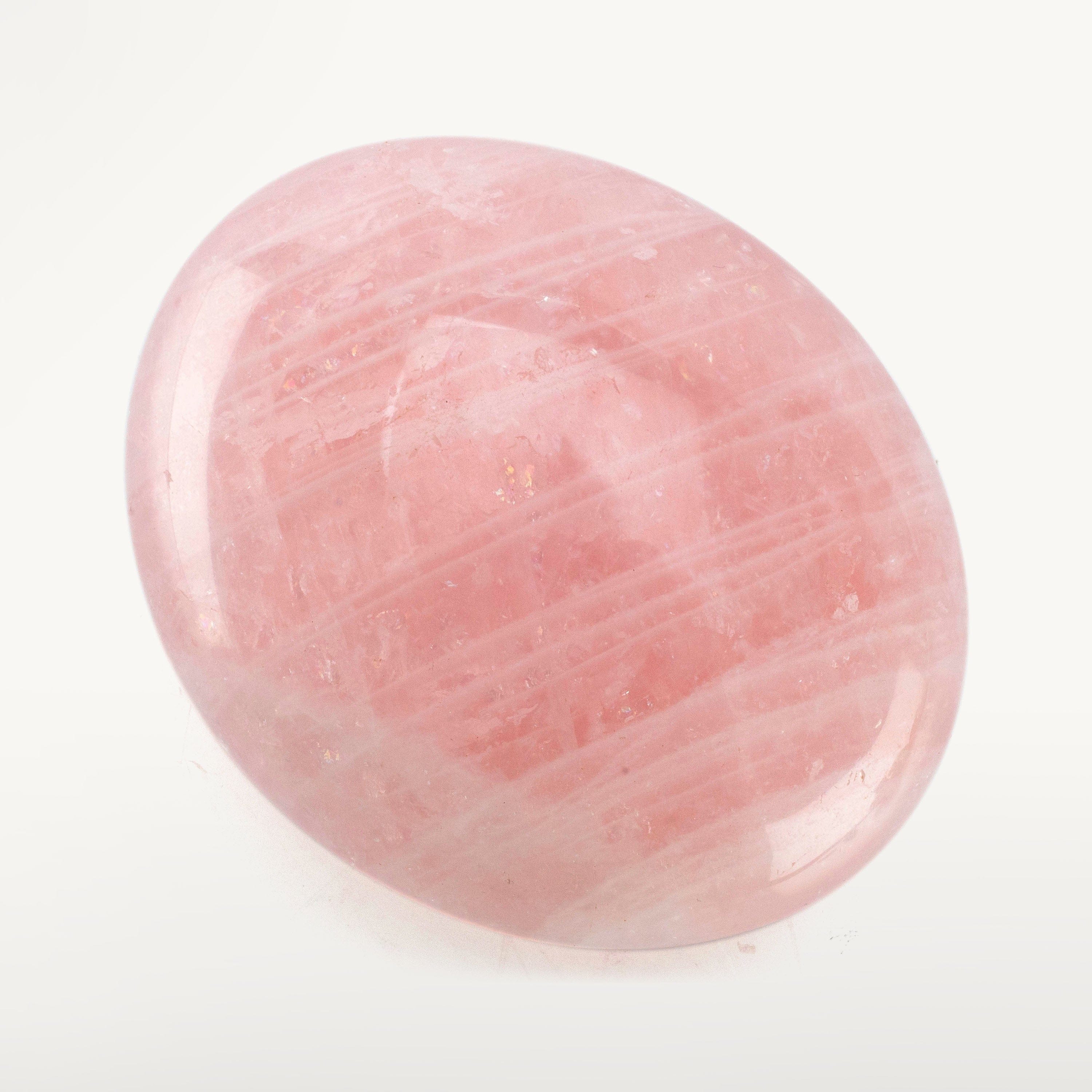 Kalifano Rose Quartz Natural Rose Quartz Palm Stone Carving from Madagascar -3" RQ50