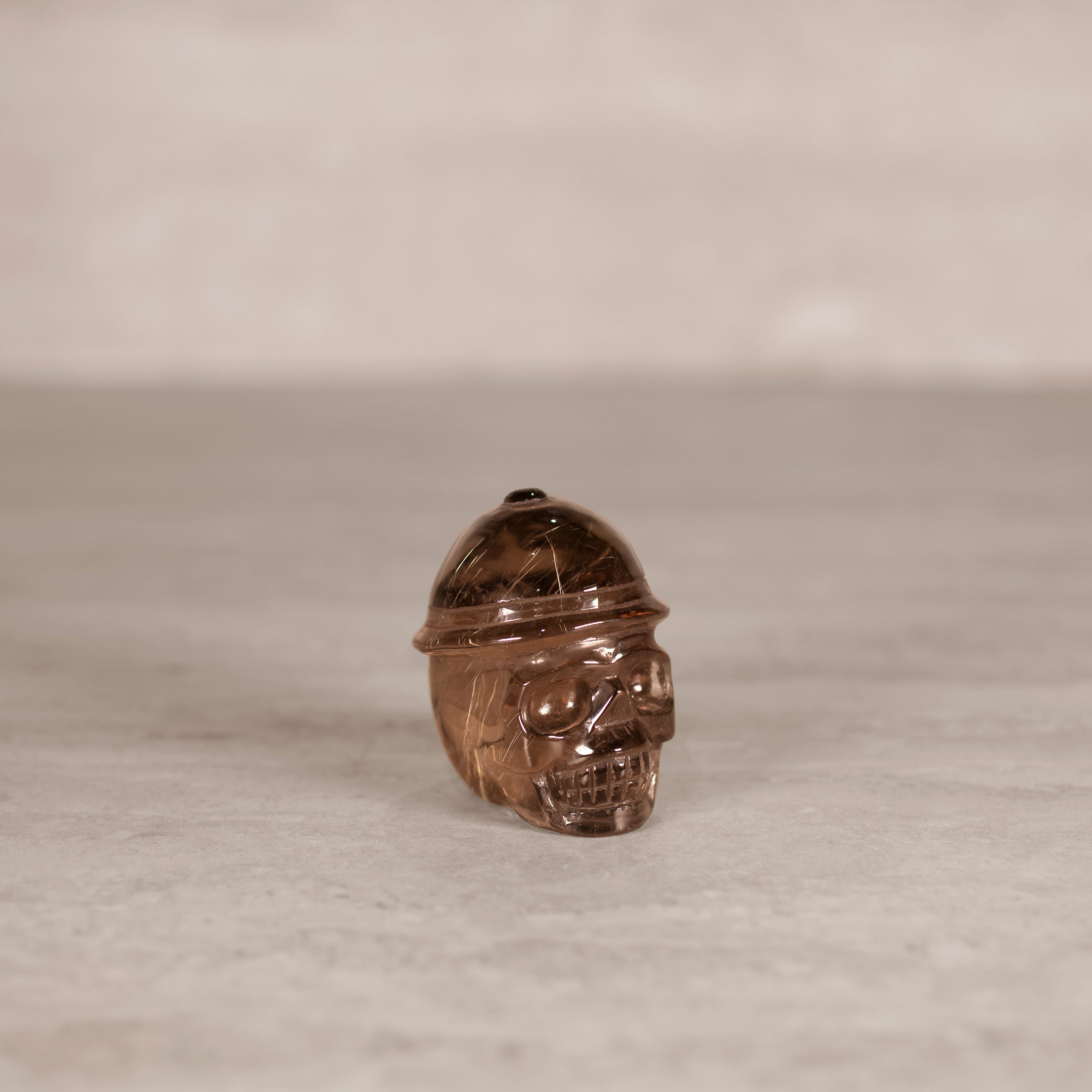 Kalifano Rutilated Smoky Quartz Natural Brazilian Rutilated Smoky Quartz Skull Carving - 2.5" / 175 g SK1400.001