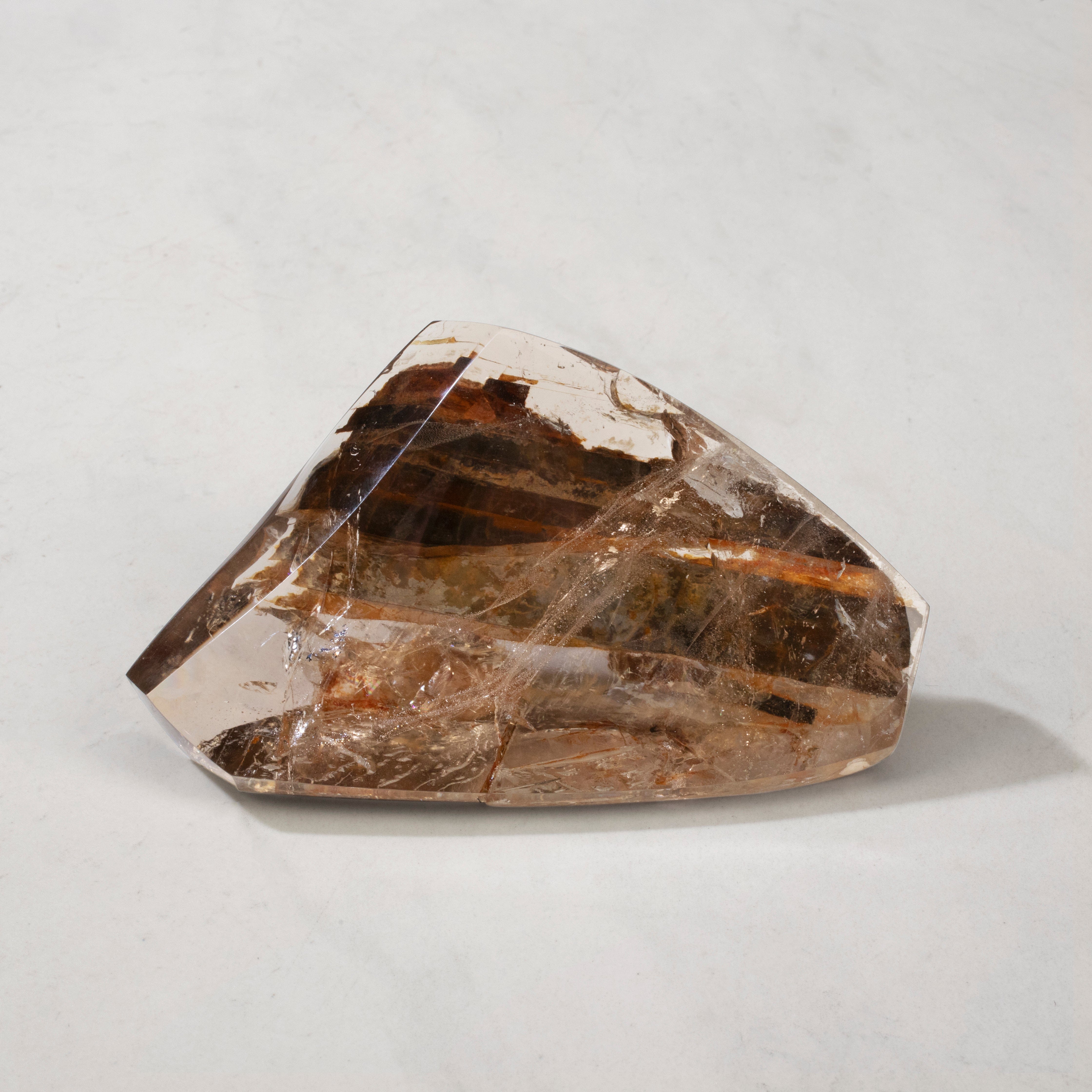 KALIFANO Rutilated Smoky Quartz Natural Brazilian Rutilated Smoky Quartz Specimen - 4.25" / 220 grams RTQ6000.003