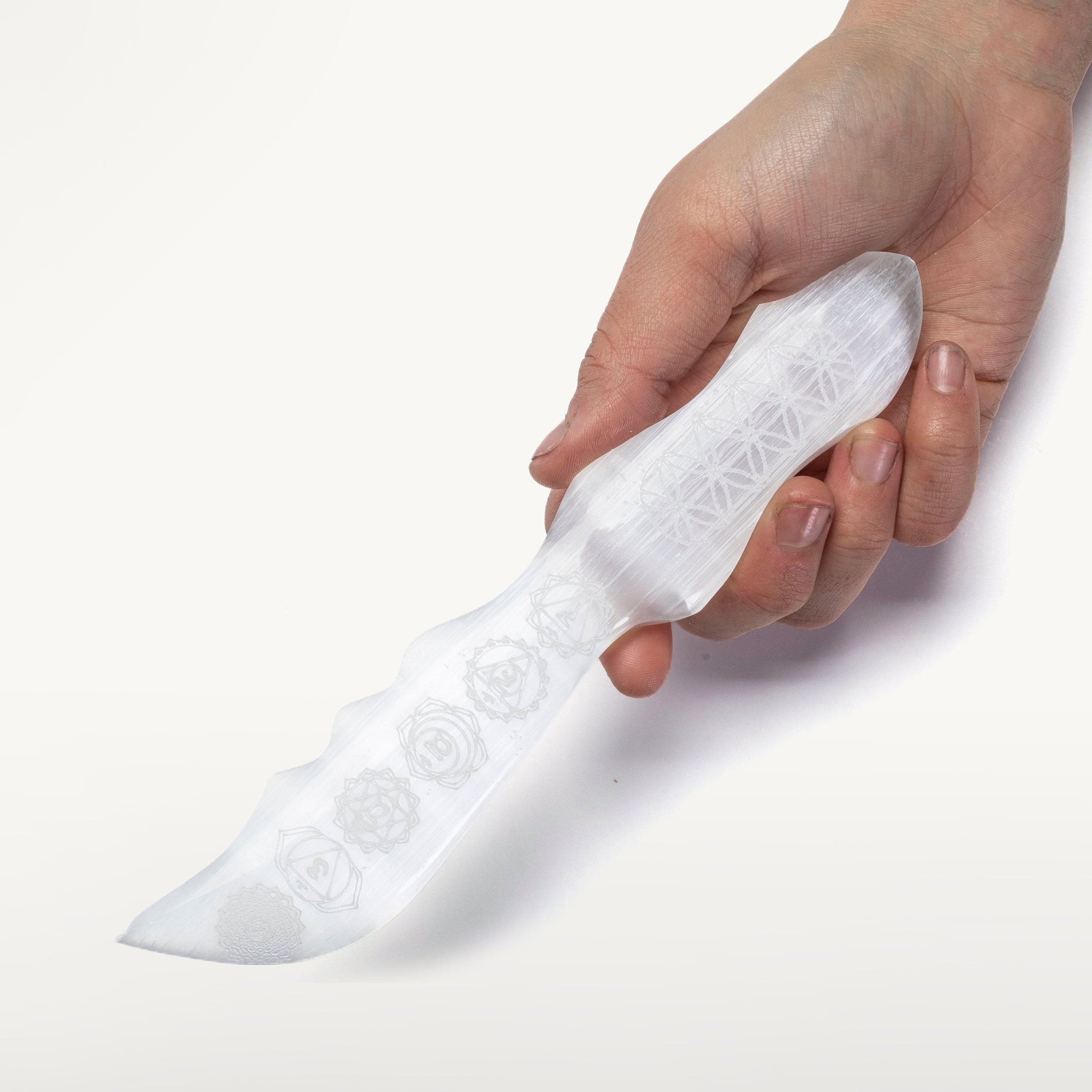 KALIFANO Selenite Selenite Chakra Dagger - 8 in SD60-C