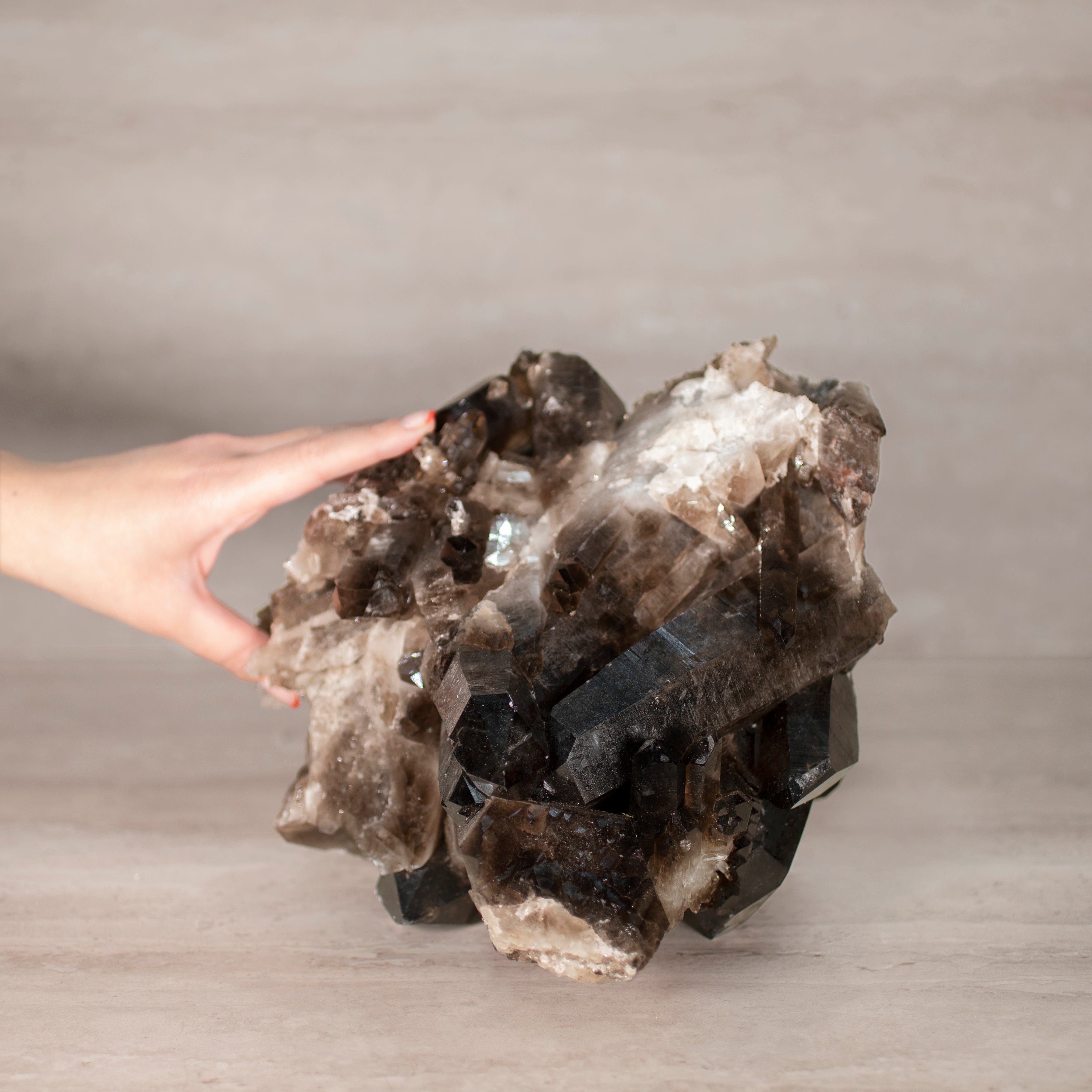 Kalifano Smoky Quartz Smoky Quartz Cluster from Brazil - 9" / 19 lbs SQ8400.003