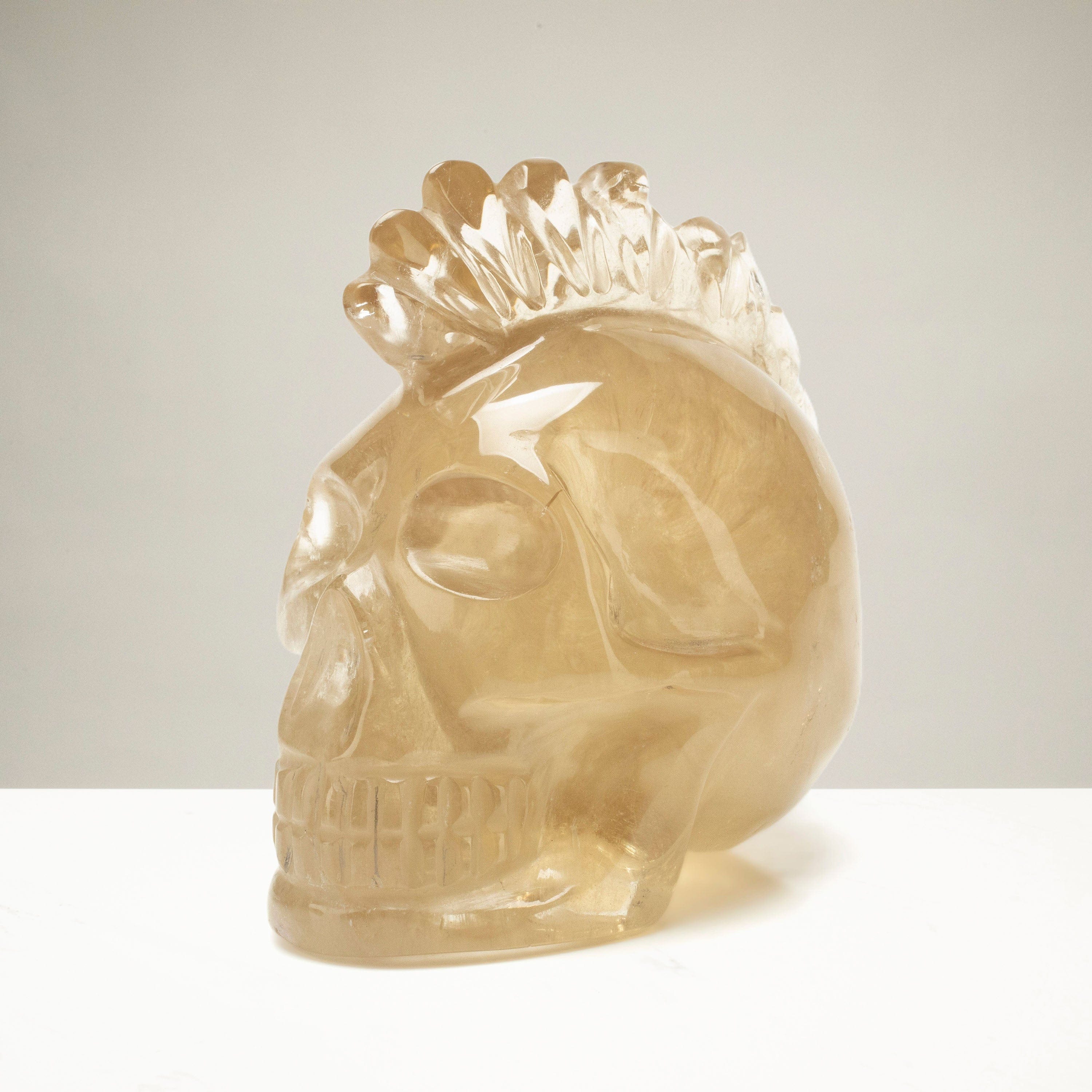 KALIFANO Smoky Quartz Smoky Quartz Skull Carving from Brazil - 4" / 695 grams SK4200.003