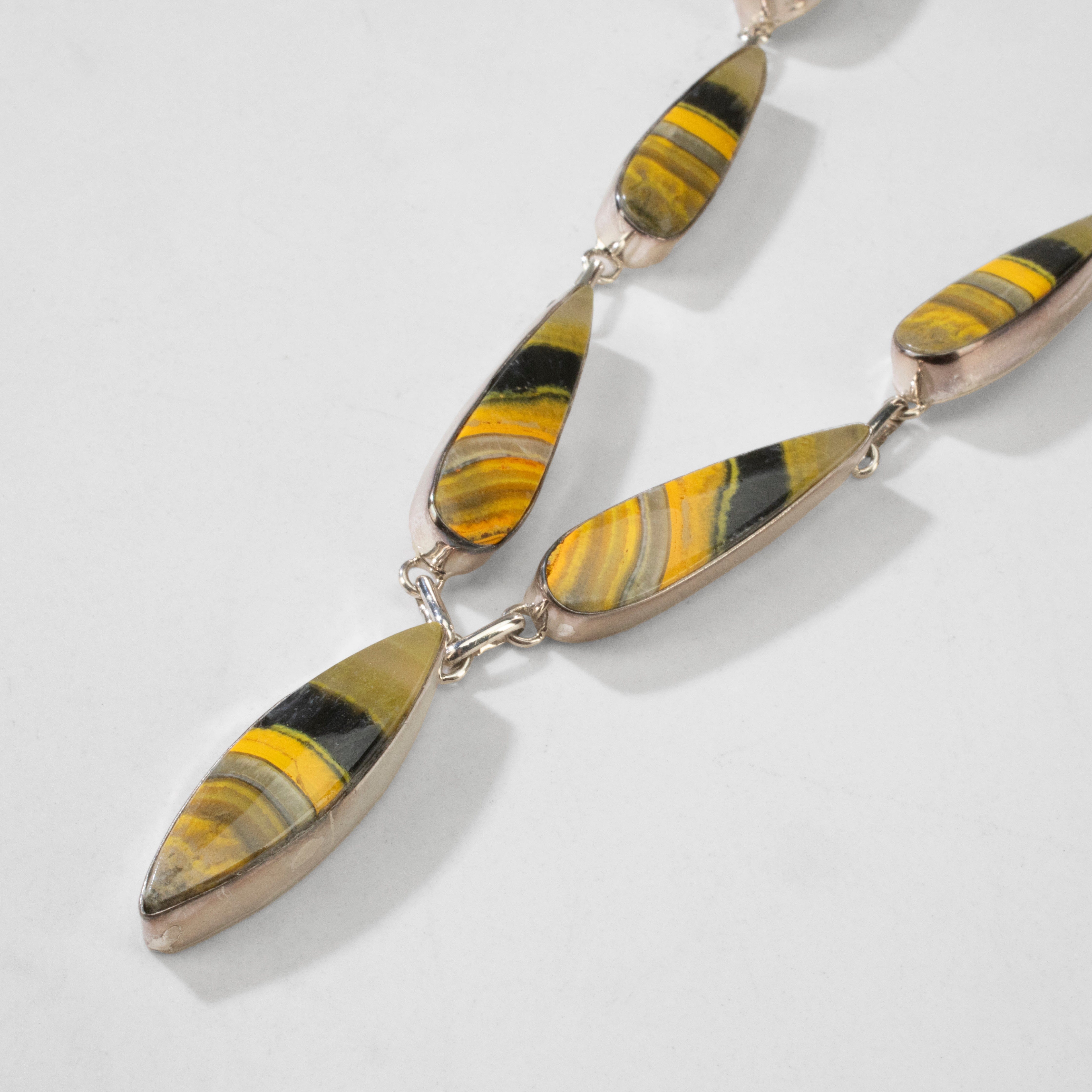 Kalifano Southwest Silver Jewelry 20" Bumblebee Jasper USA Handmade 925 Sterling Silver Necklace NMN.0355.BB.01