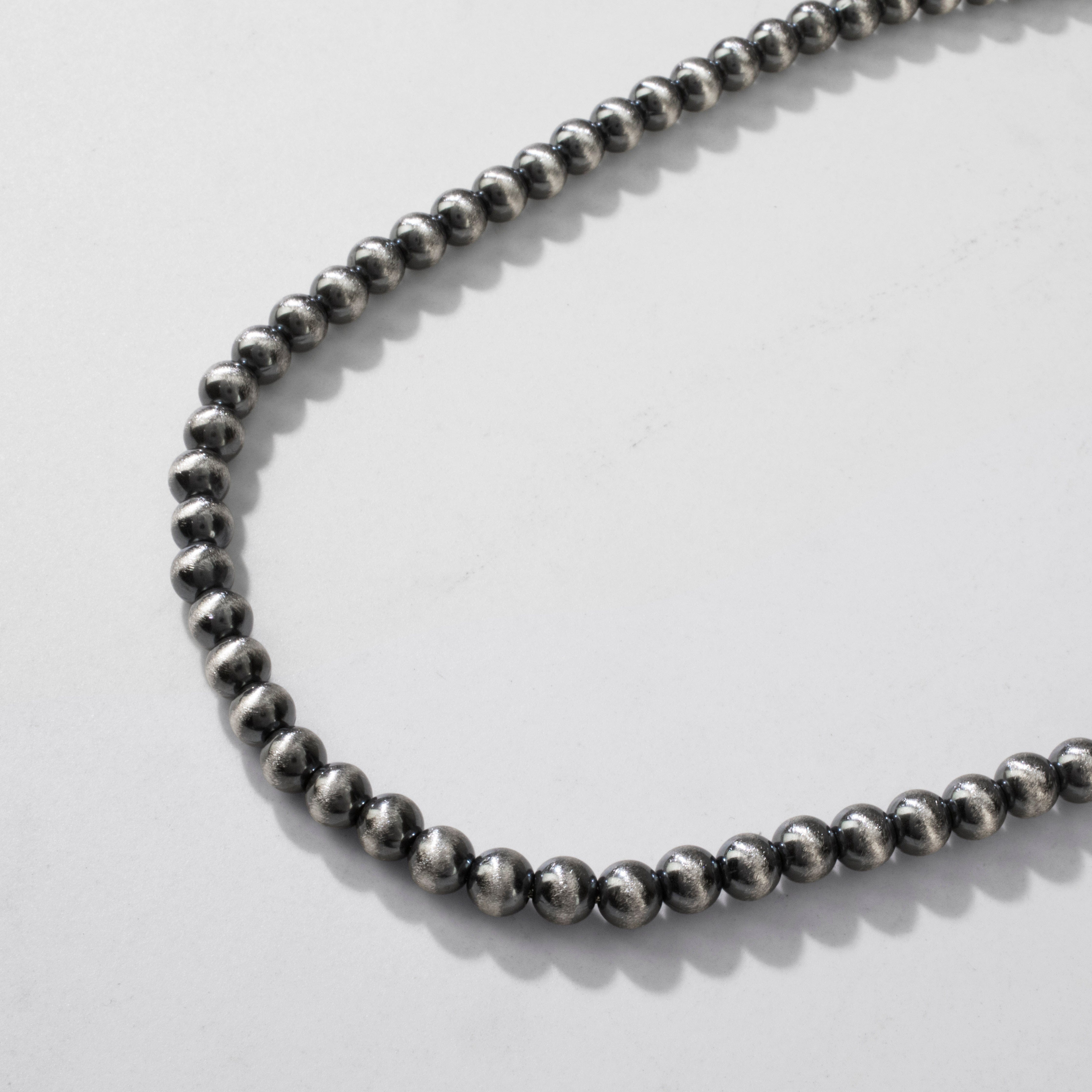 Kalifano Southwest Silver Jewelry 20" Single Strand 6mm Navajo Pearl USA Handmade 925 Sterling Silver Necklace NMN.0065.NP20