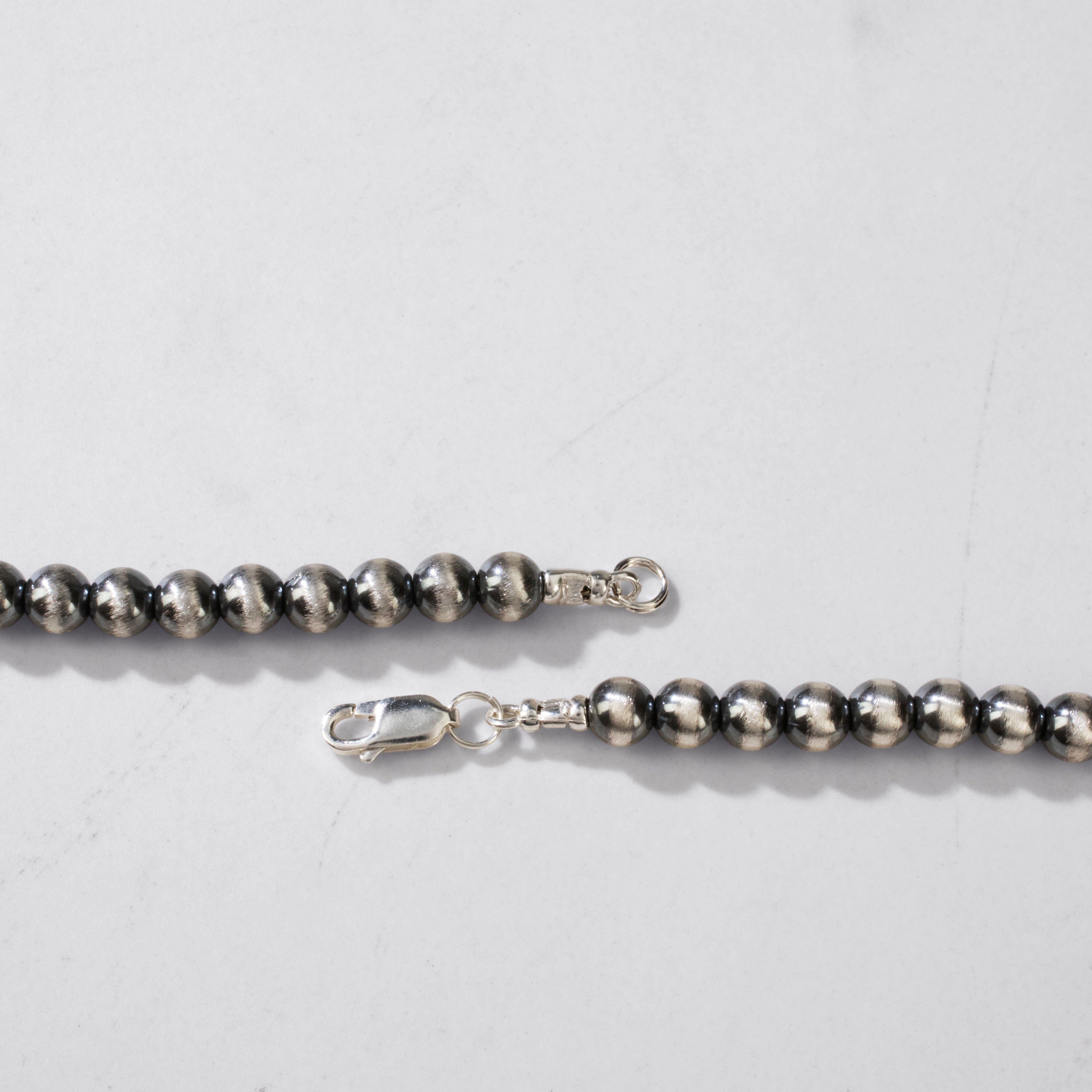 Kalifano Southwest Silver Jewelry 22" Single Strand 6mm Navajo Pearl USA Handmade 925 Sterling Silver Necklace NMN.0071.NP22