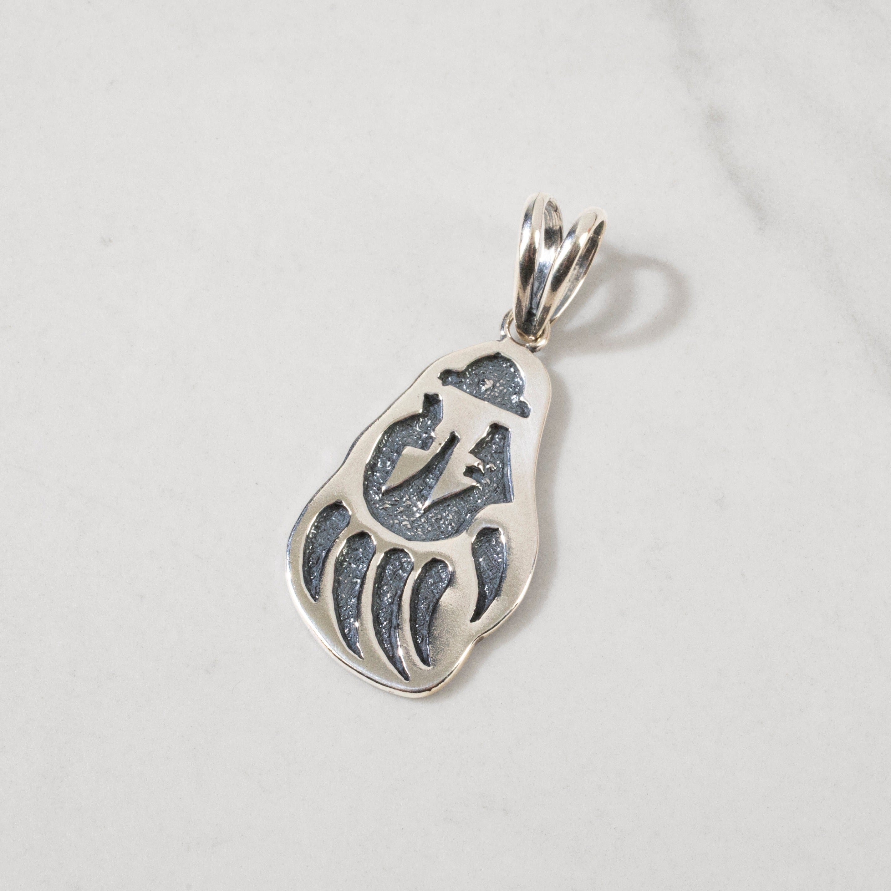 Kalifano Southwest Silver Jewelry Bear Paw 925 Sterling Silver USA Handmade Pendant NMN.2182.SS