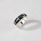 Black Onyx 925 Sterling Silver Ring USA Handmade with Laboratory Opal Accent