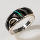 Black Onyx 925 Sterling Silver Ring USA Handmade with Labratory Opal Accent
