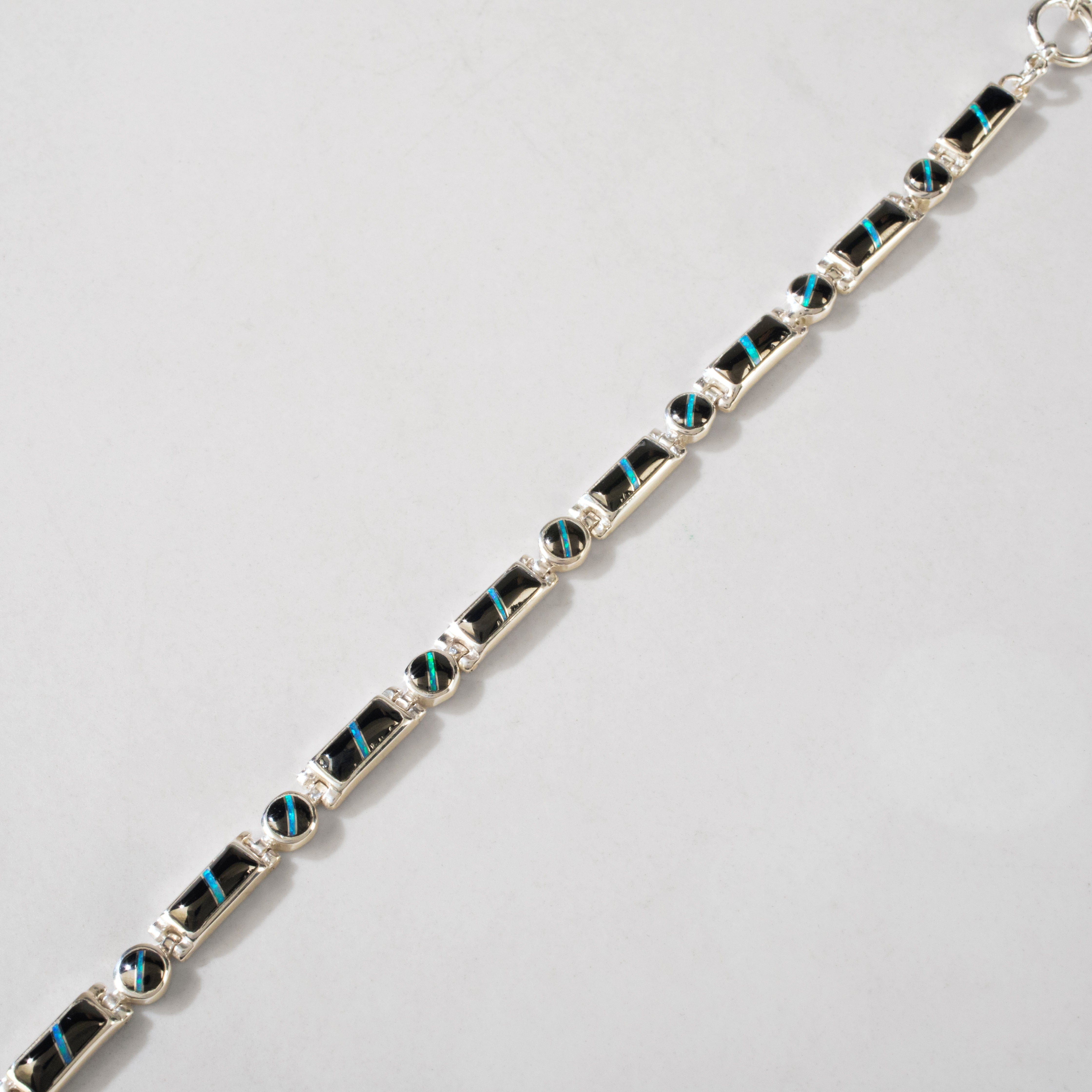 Kalifano Southwest Silver Jewelry Black Onyx 925 Sterling Silver USA Handmade Bracelet NMB.0218.BO