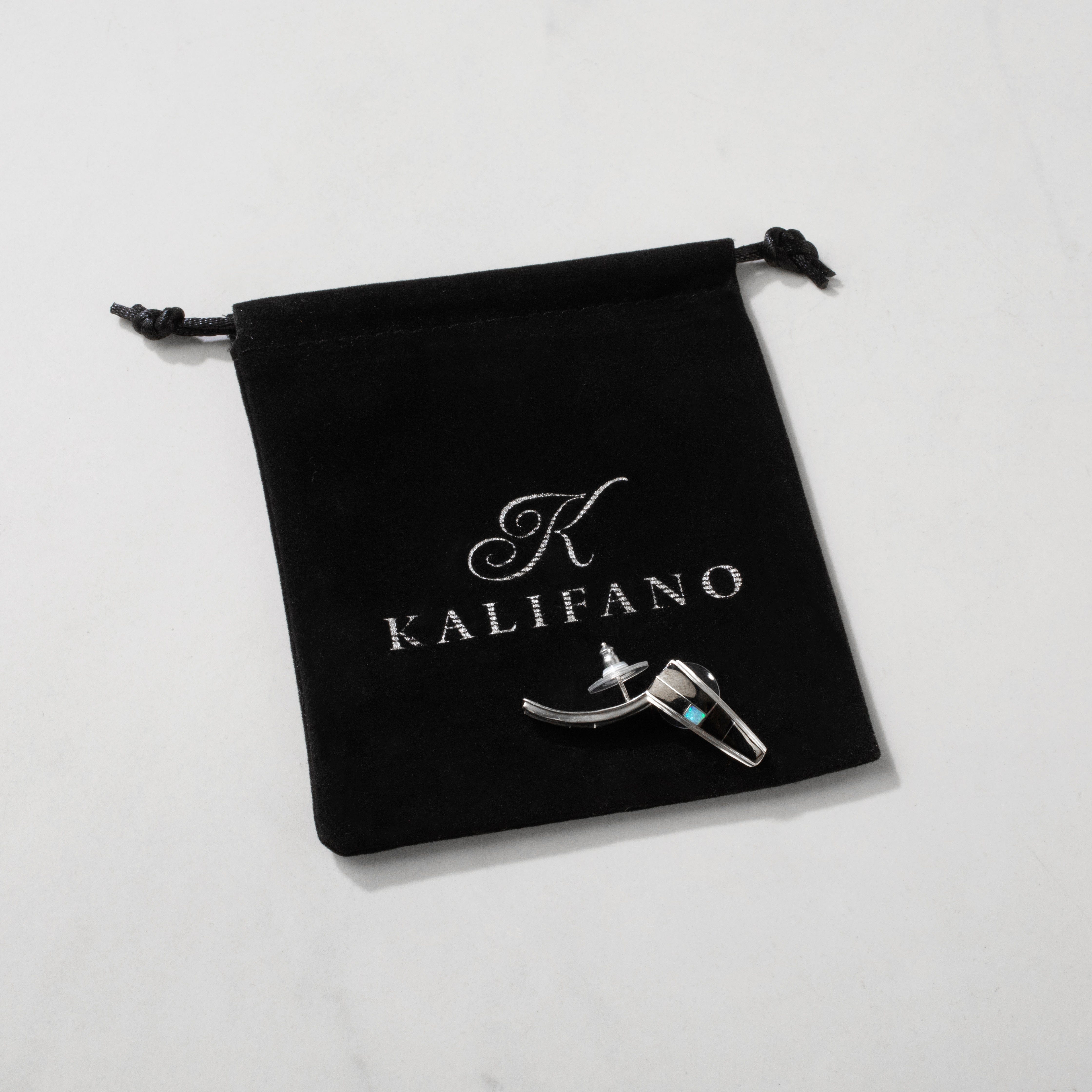 Kalifano Southwest Silver Jewelry Black Onyx 925 Sterling Silver USA Handmade Earring with Stud Backing NME.0786.BO