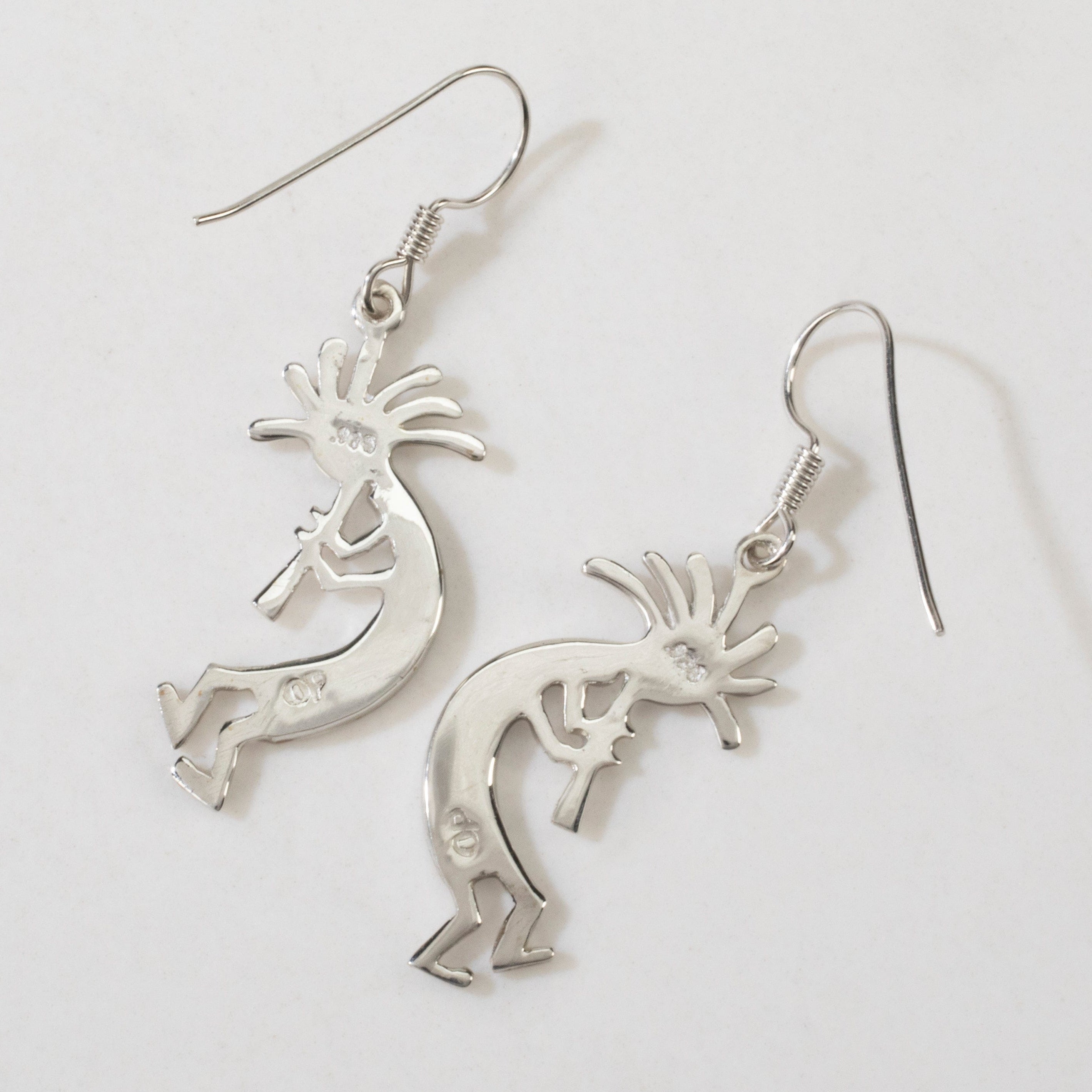 Kalifano Southwest Silver Jewelry Black Onyx Kokopelli USA Handmade 925 Sterling Silver Earrings with French Hook NME.2150.BO