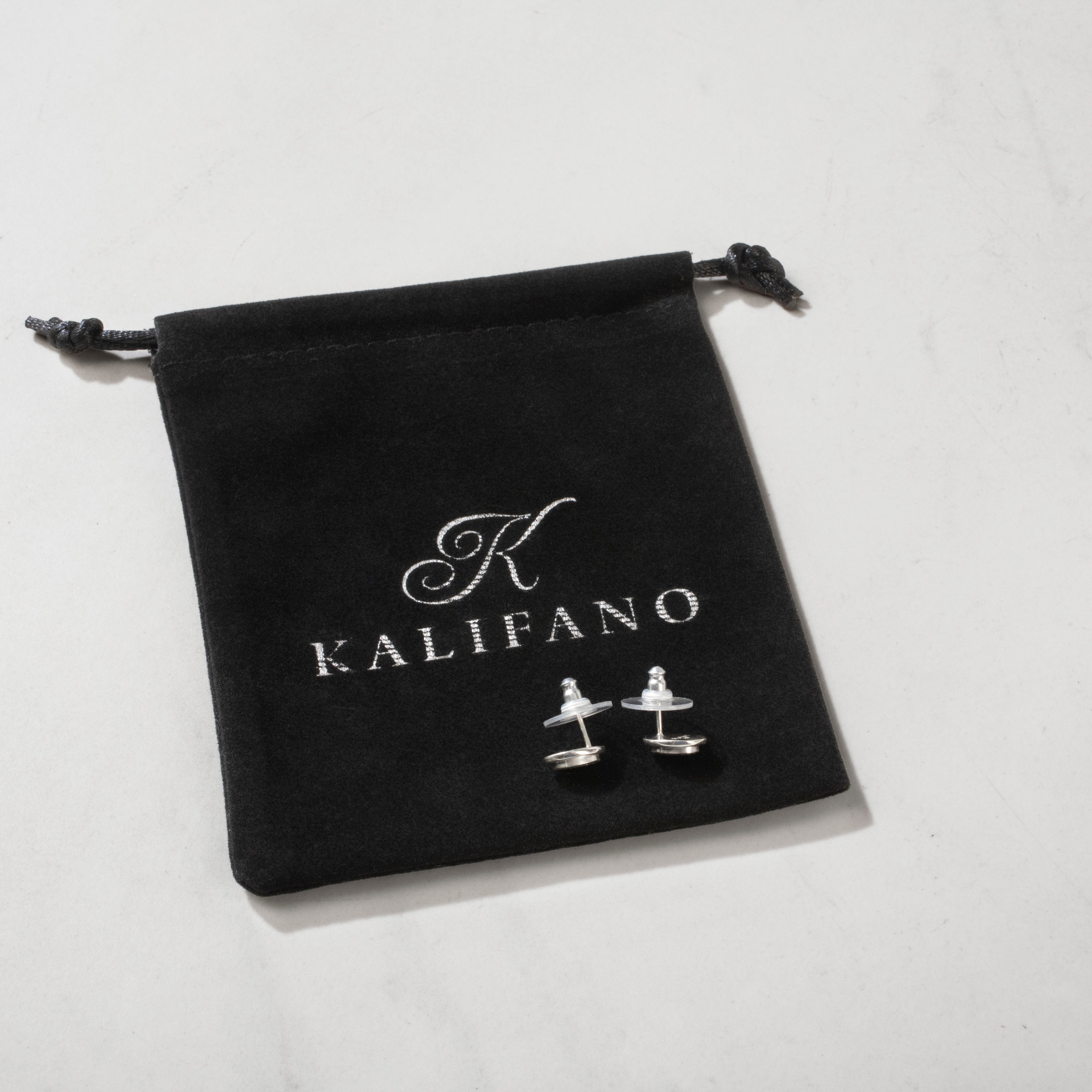 Kalifano Southwest Silver Jewelry Black Onyx Oval 925 Sterling Silver USA Handmade Earring with Stud Backing NME.0381.BO