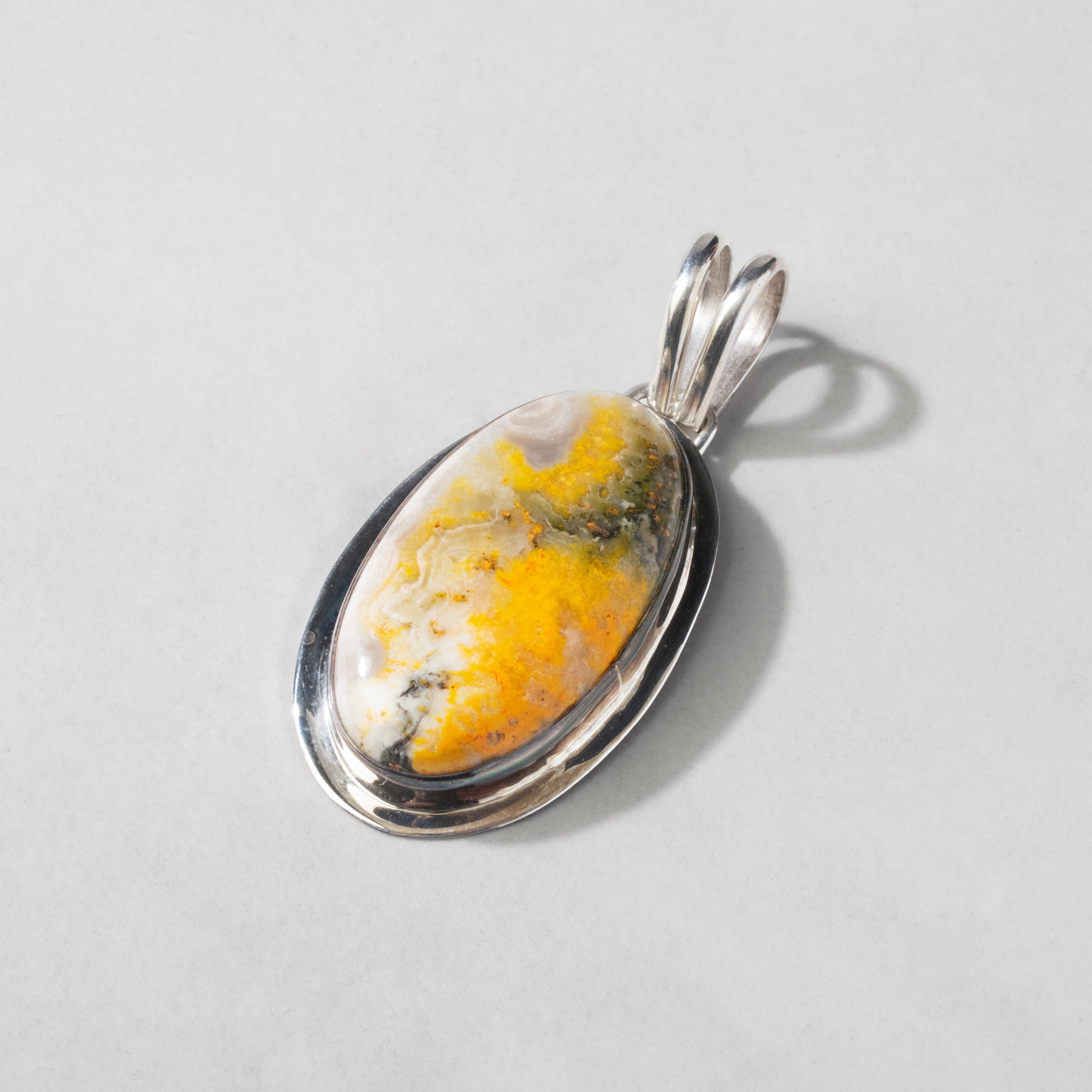 Kalifano Southwest Silver Jewelry Bumbleebee Jasper Cabachon Handmade 925 Sterling Silver Pendant NMN.0170.BB