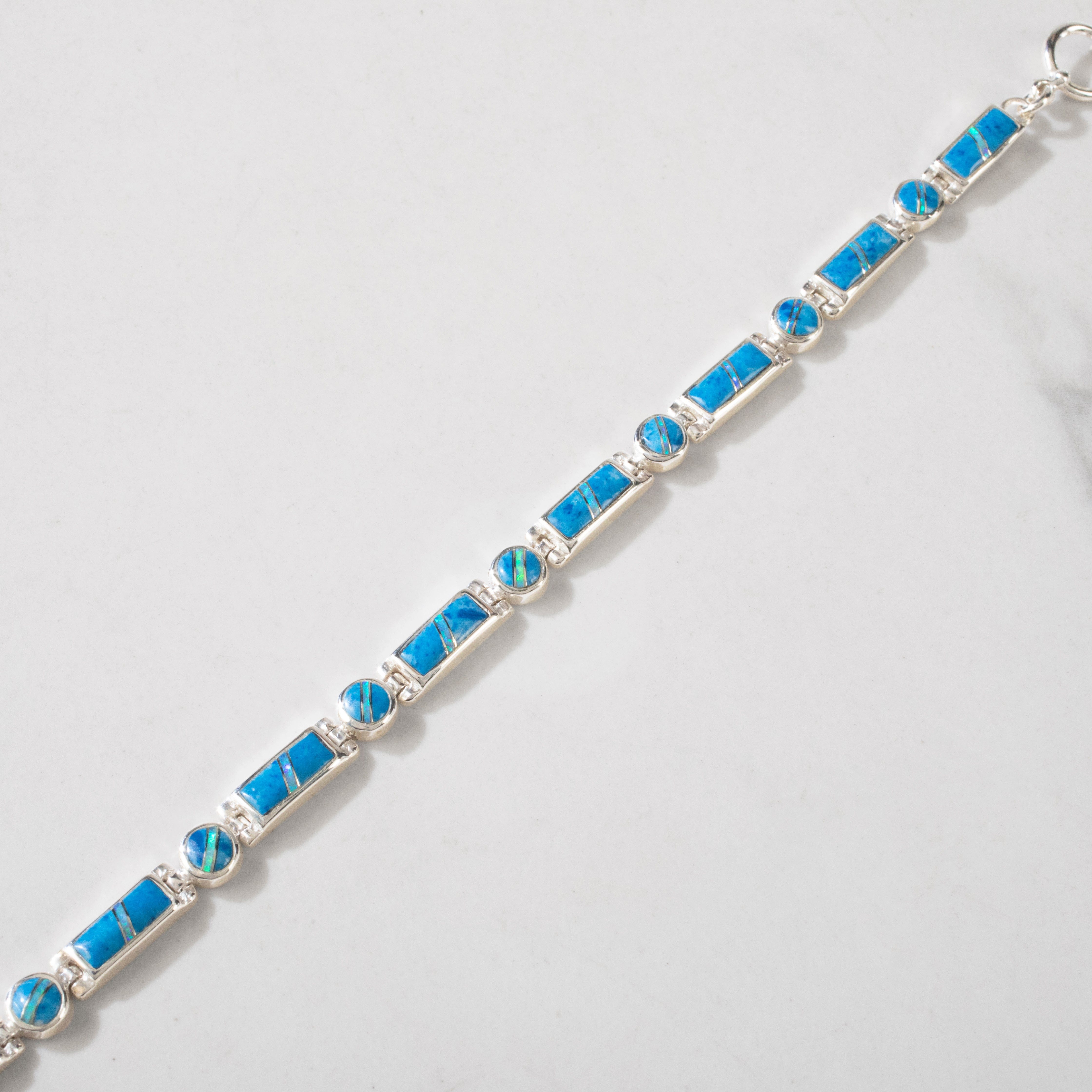 Kalifano Southwest Silver Jewelry Denim Lapis 925 Sterling Silver USA Handmade Bracelet NMB.0218.DL
