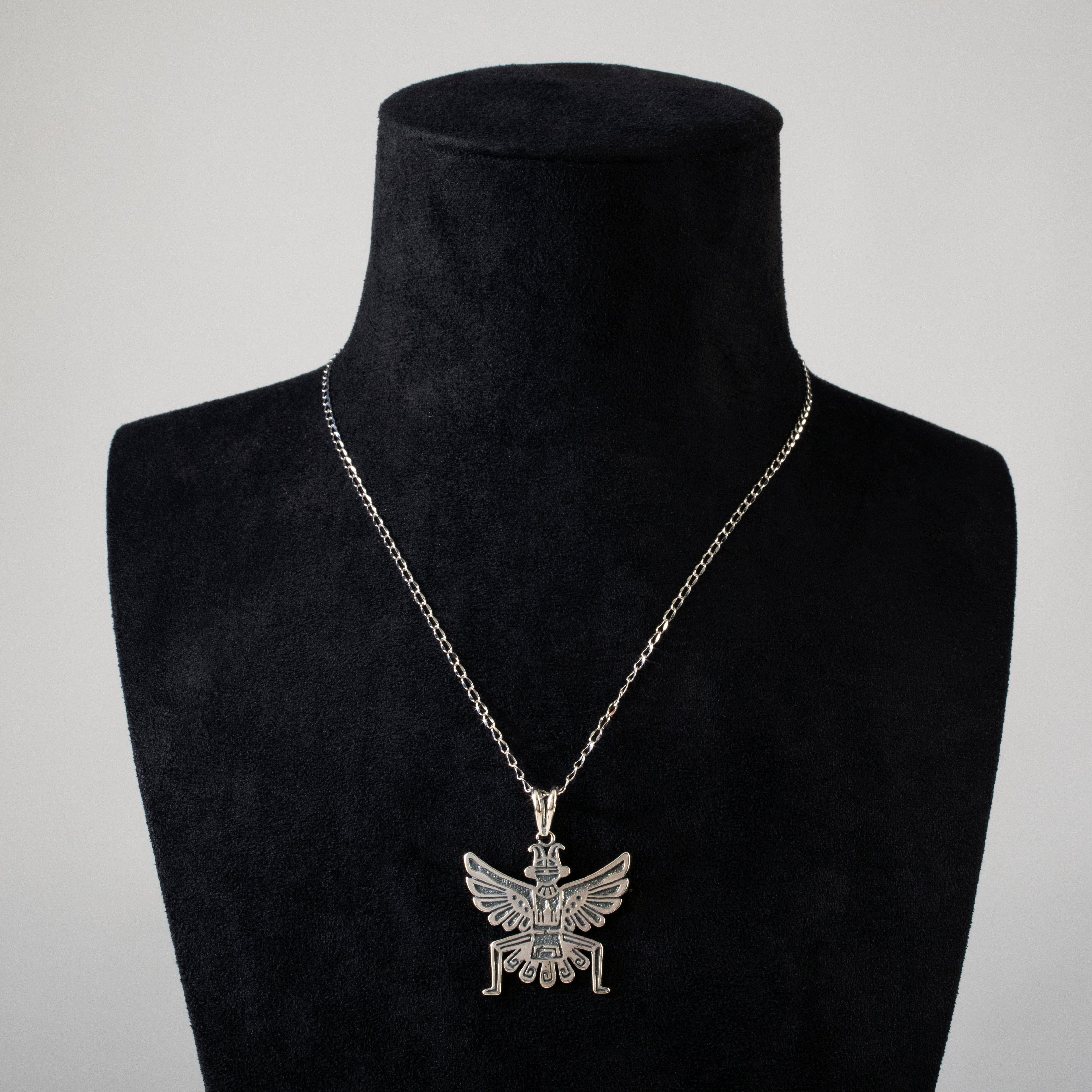 Kalifano Southwest Silver Jewelry Eagle Dancer Kachina 925 Sterling Silver USA Handmade Pendant NMN.2187.SS