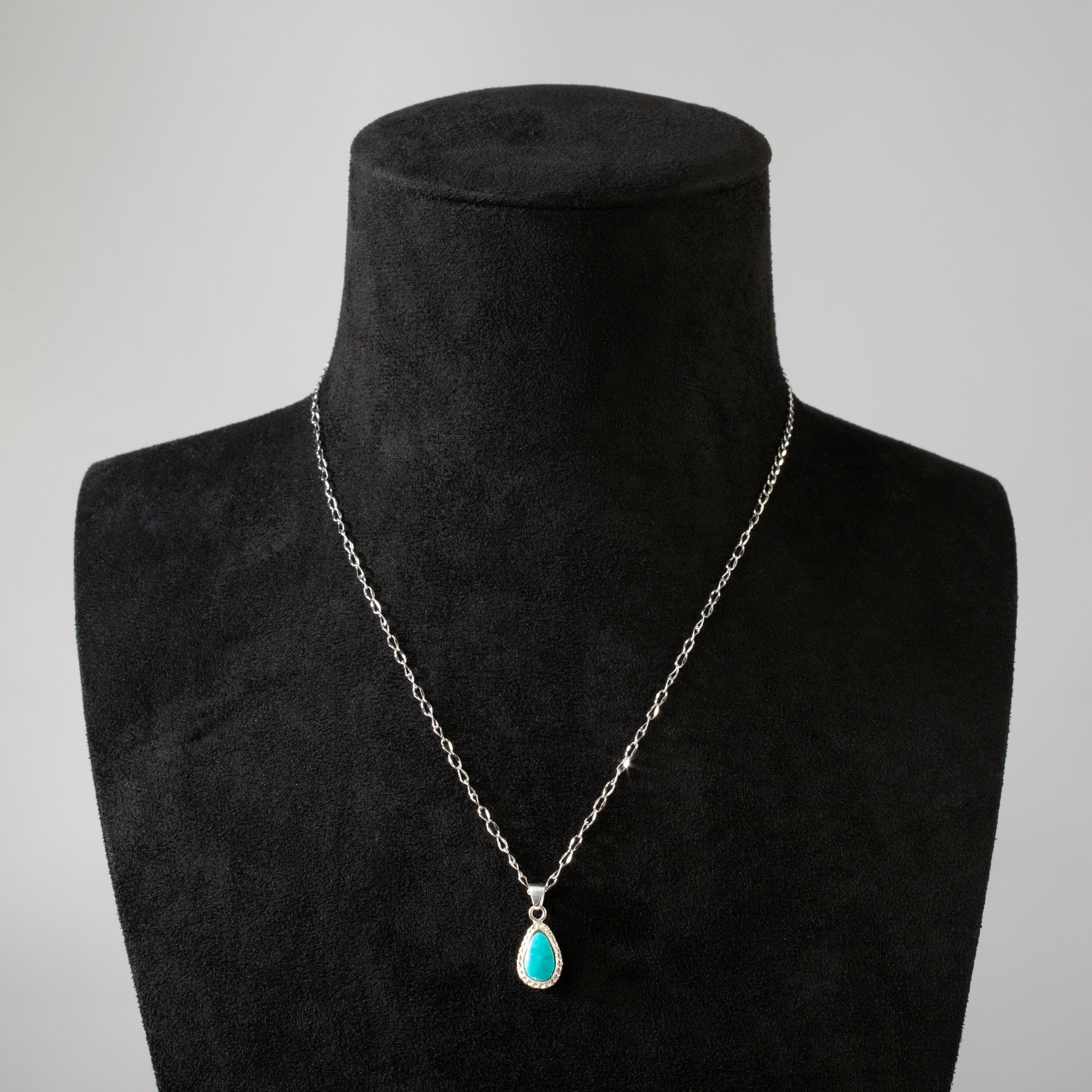 Kalifano Southwest Silver Jewelry Kingman Turquoise USA Handmade 925 Sterling Silver Pendant NMN.0012.TQ