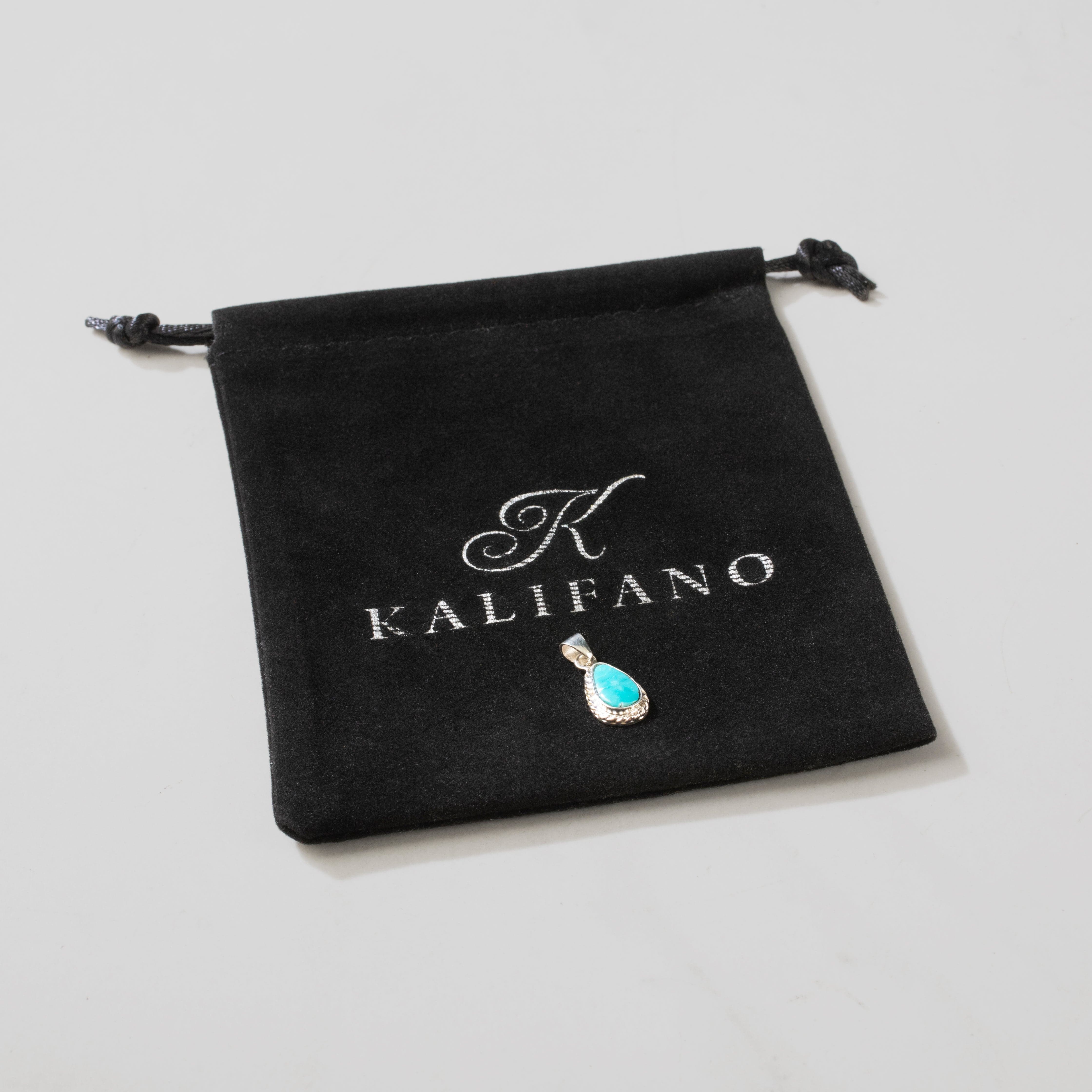Kalifano Southwest Silver Jewelry Kingman Turquoise USA Handmade 925 Sterling Silver Pendant NMN.0012.TQ