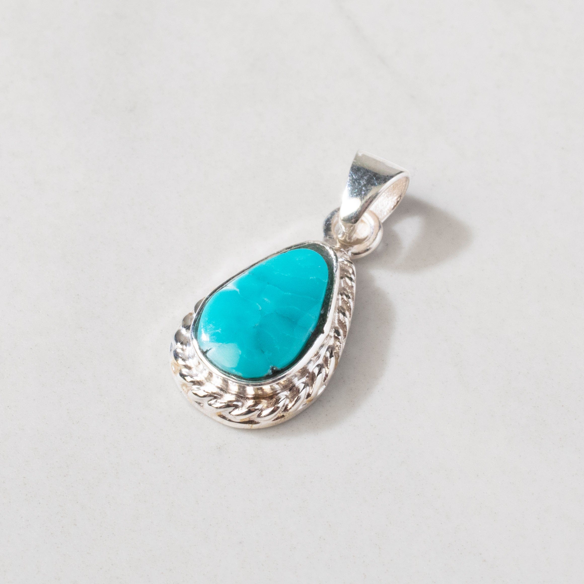 Kalifano Southwest Silver Jewelry Kingman Turquoise USA Handmade 925 Sterling Silver Pendant NMN.0012.TQ
