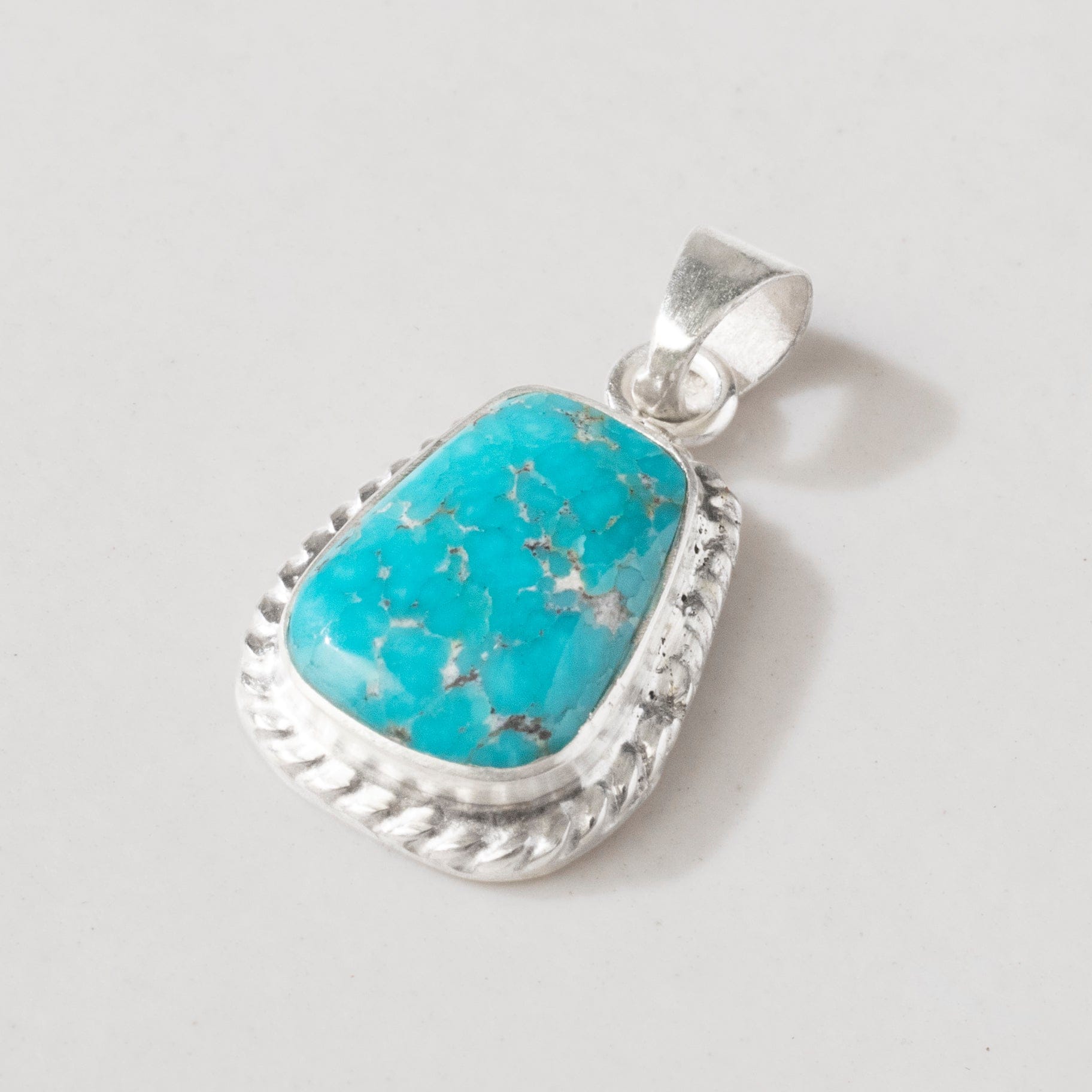 Kalifano Southwest Silver Jewelry Kingman Turquoise USA Handmade 925 Sterling Silver Pendant NMN.0017.TQ