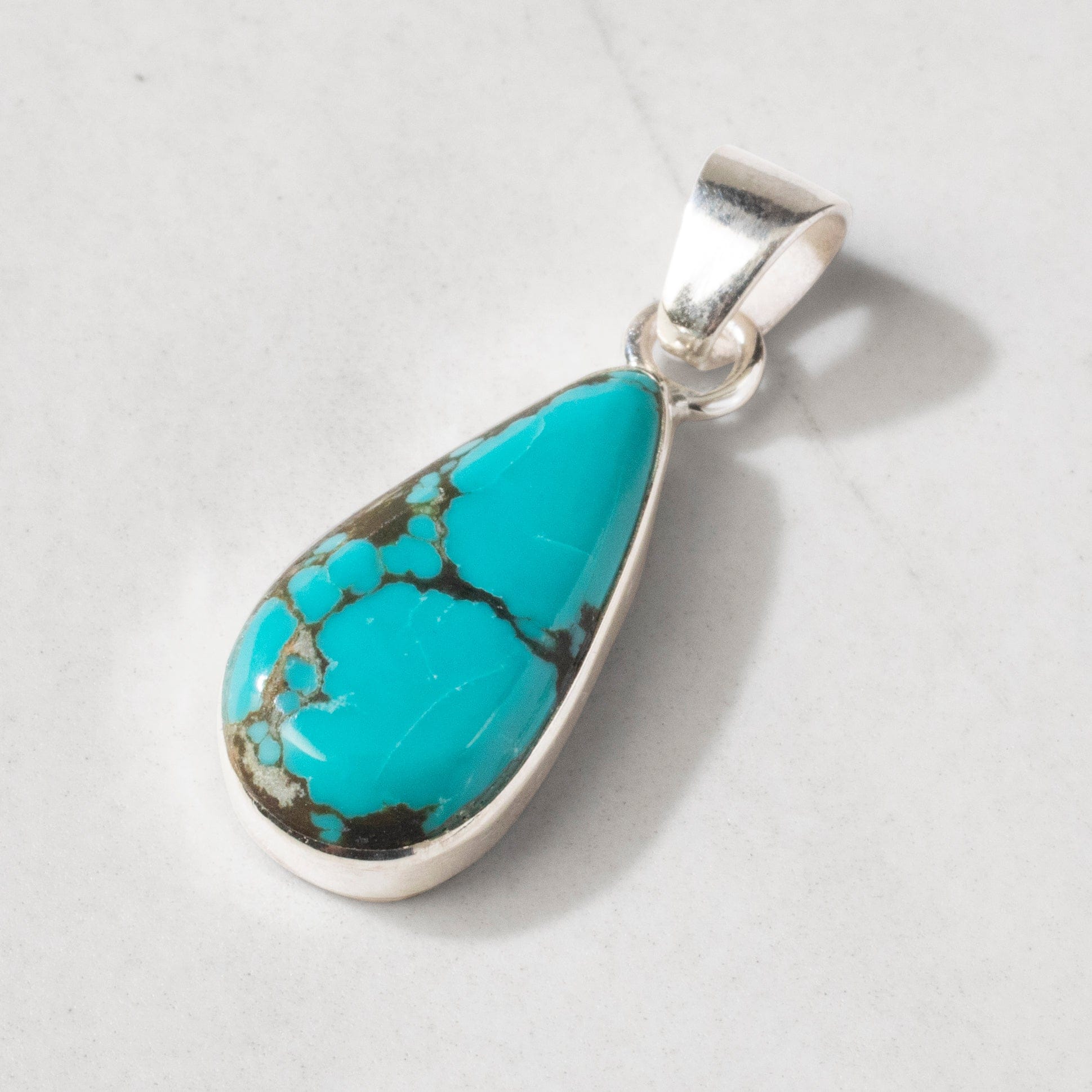 Kalifano Southwest Silver Jewelry Kingman Turquoise USA Handmade 925 Sterling Silver Pendant NMN.0018.TQ