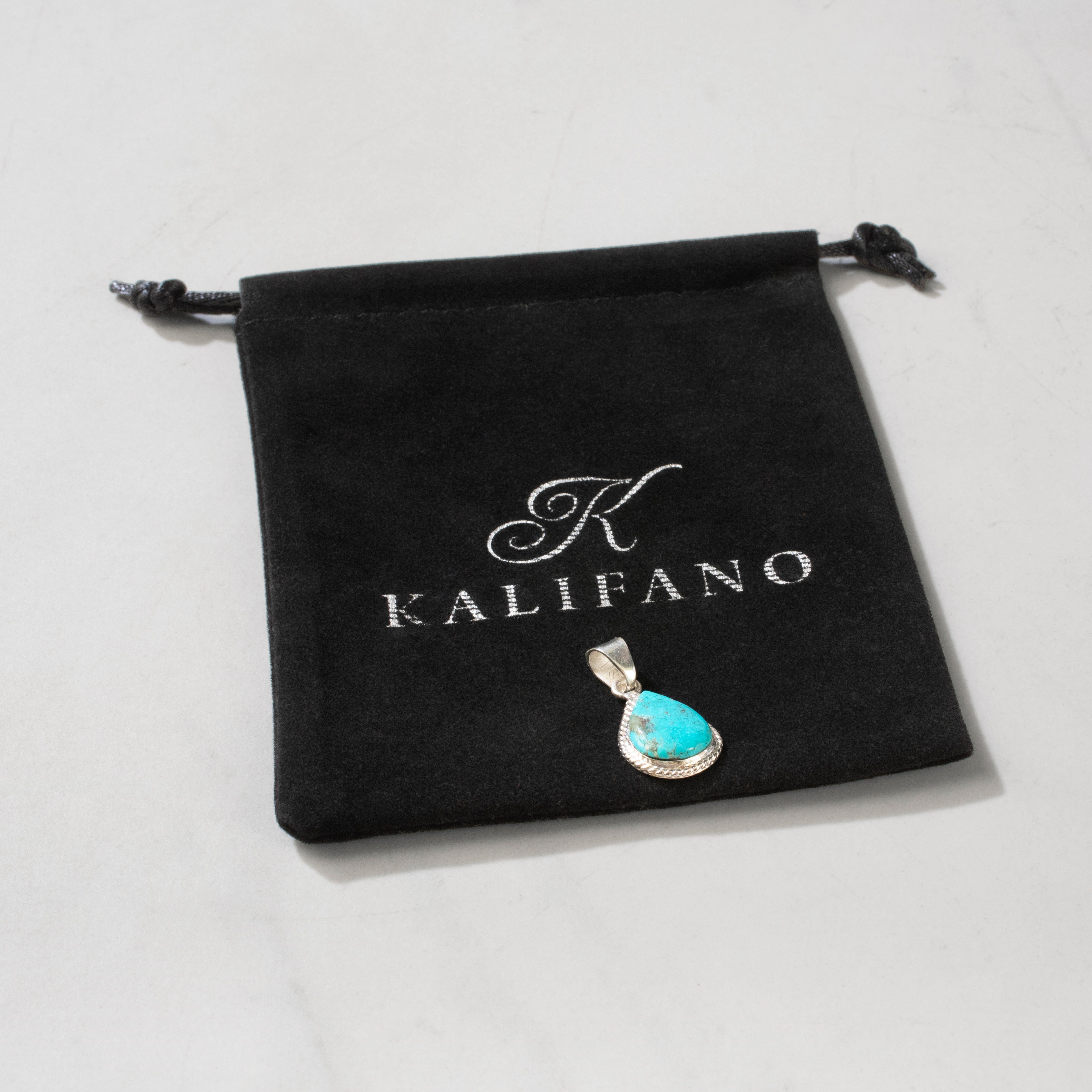 Kalifano Southwest Silver Jewelry Kingman Turquoise USA Handmade 925 Sterling Silver Pendant NMN.0025.TQ