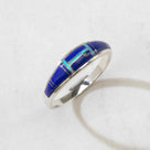 Lapis 925 Sterling Silver Ring USA Handmade with Labratory Opal Accent