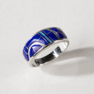 Lapis 925 Sterling Silver Ring USA Handmade with Labratory Opal Accent