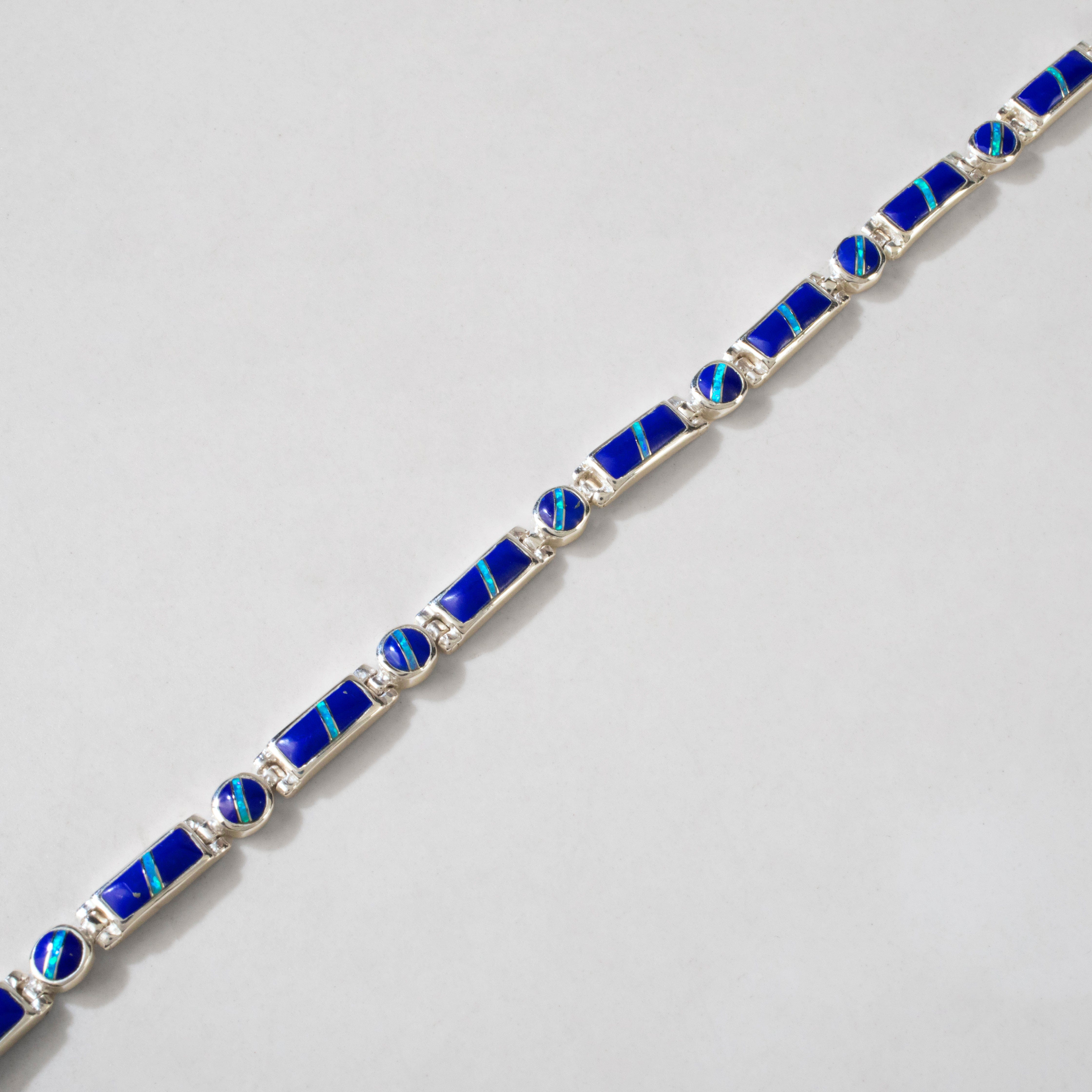 Kalifano Southwest Silver Jewelry Lapis 925 Sterling Silver USA Handmade Bracelet NMB.0218.LP