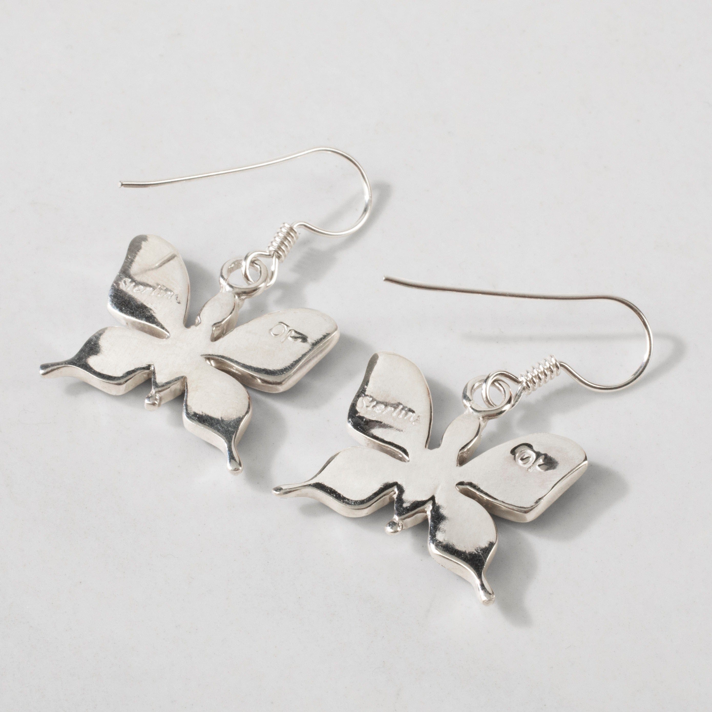 Kalifano Southwest Silver Jewelry Lapis Butterfly 925 Sterling Silver USA Handmade Earring with French Hook NME.0889.LP