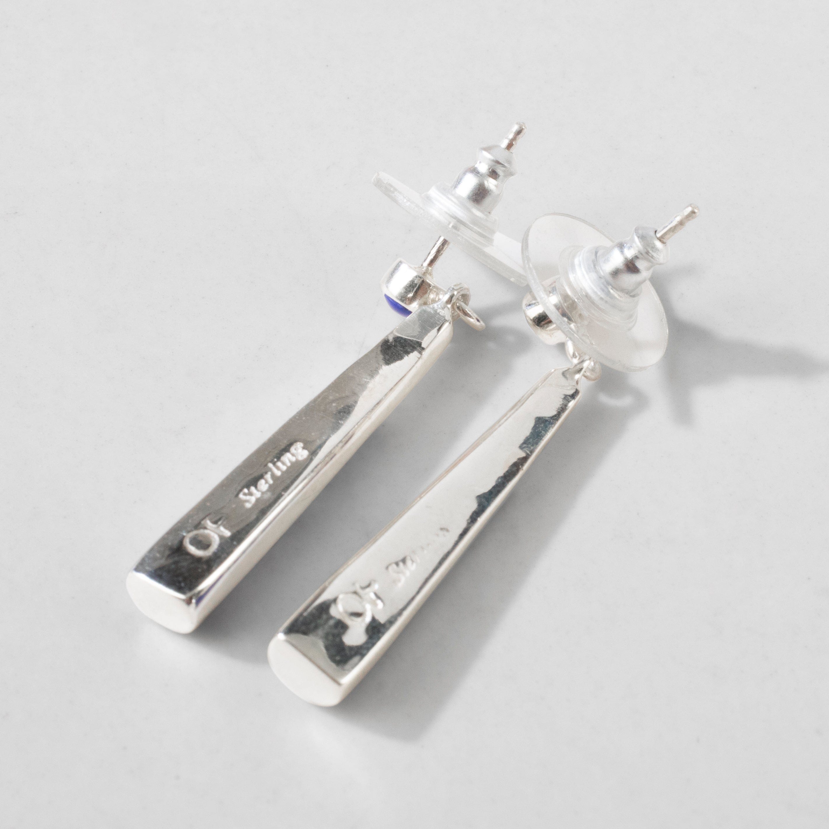 Kalifano Southwest Silver Jewelry Lapis Dangle 925 Sterling Silver USA Handmade Earring with Stud Backing NME.0615.LP