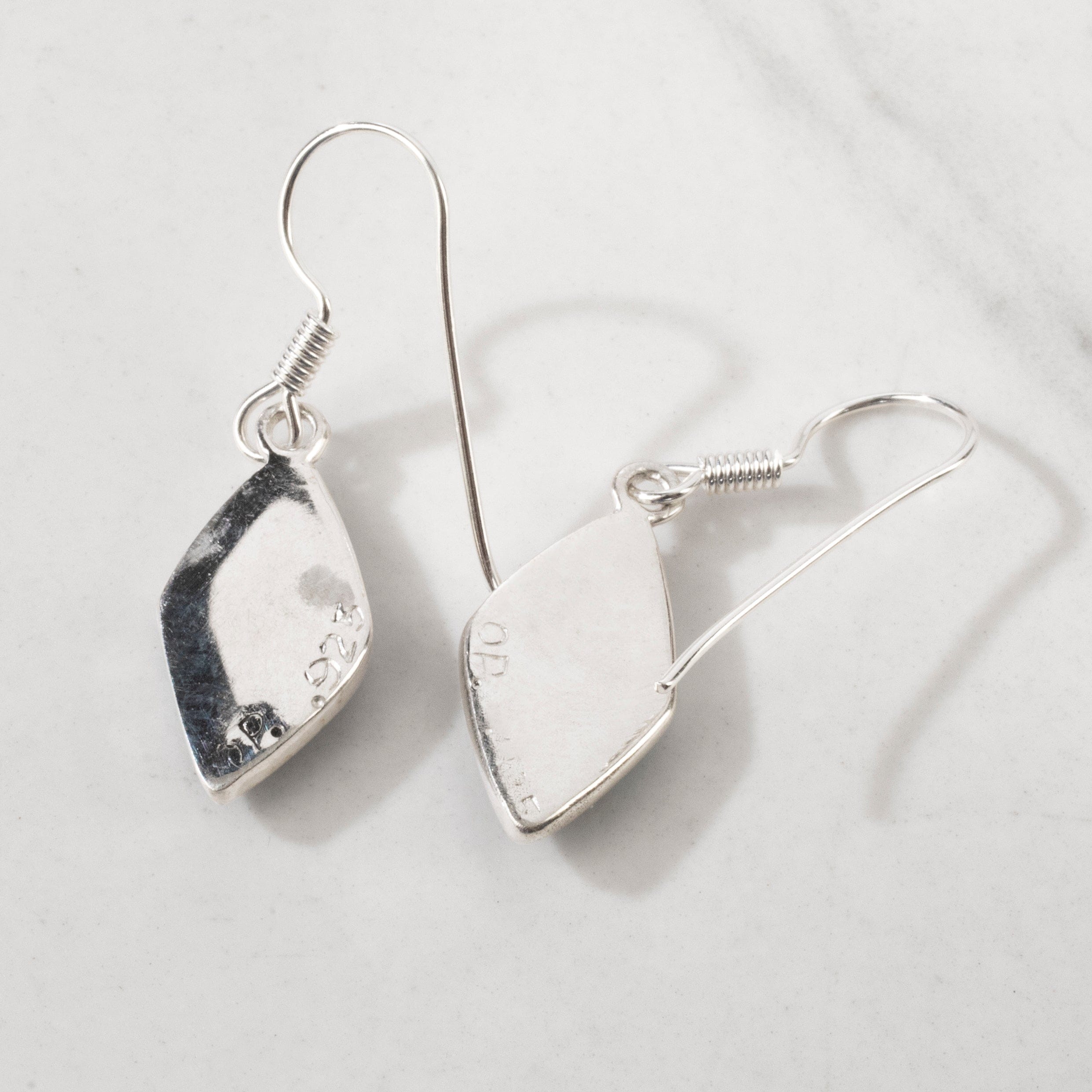 Kalifano Southwest Silver Jewelry Lapis Diamond 925 Sterling Silver USA Handmade Earring with French Hook NME.2075.LP