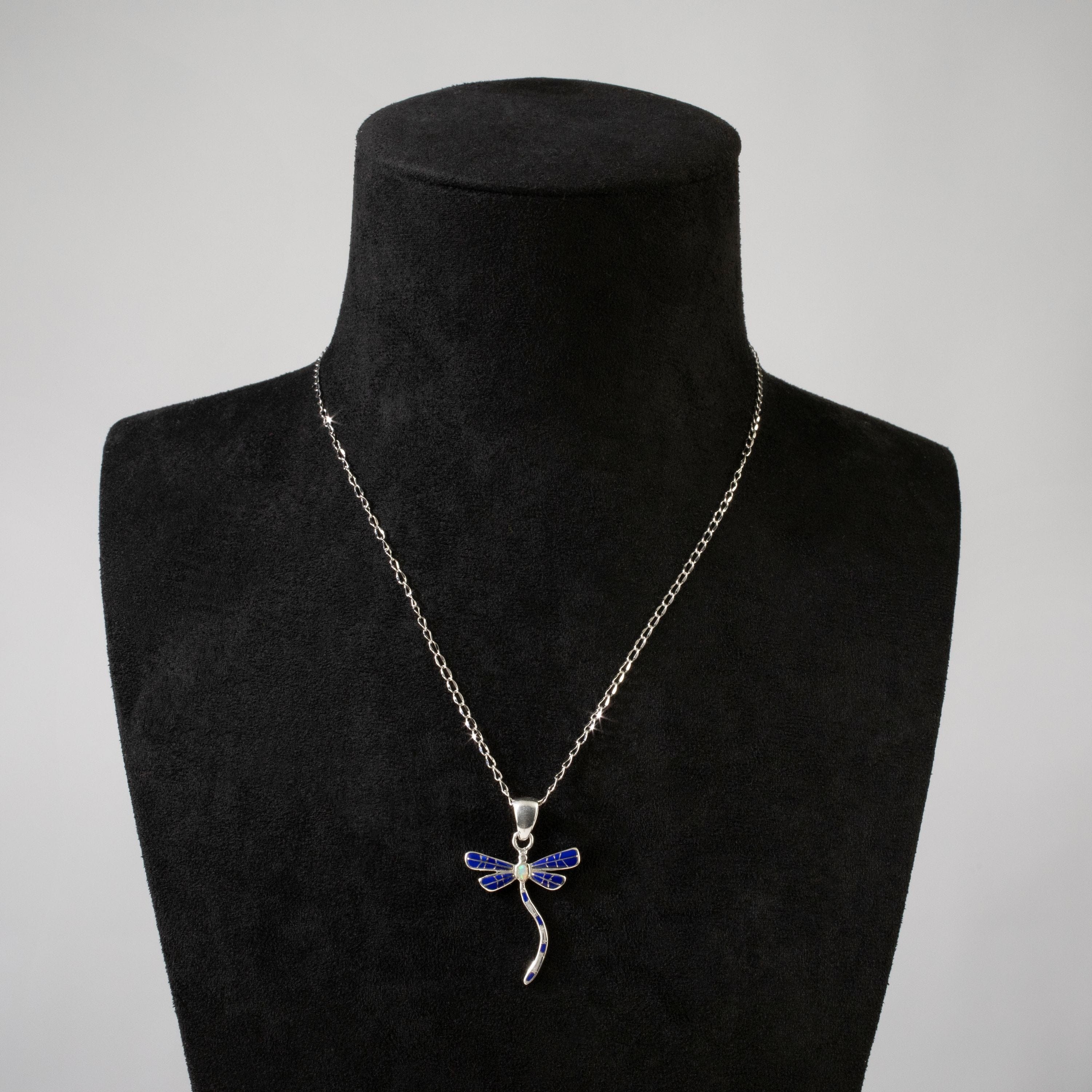 Kalifano Southwest Silver Jewelry Lapis Dragonfly USA Handmade 925 Sterling Silver Pendant NMN.0893S.LP