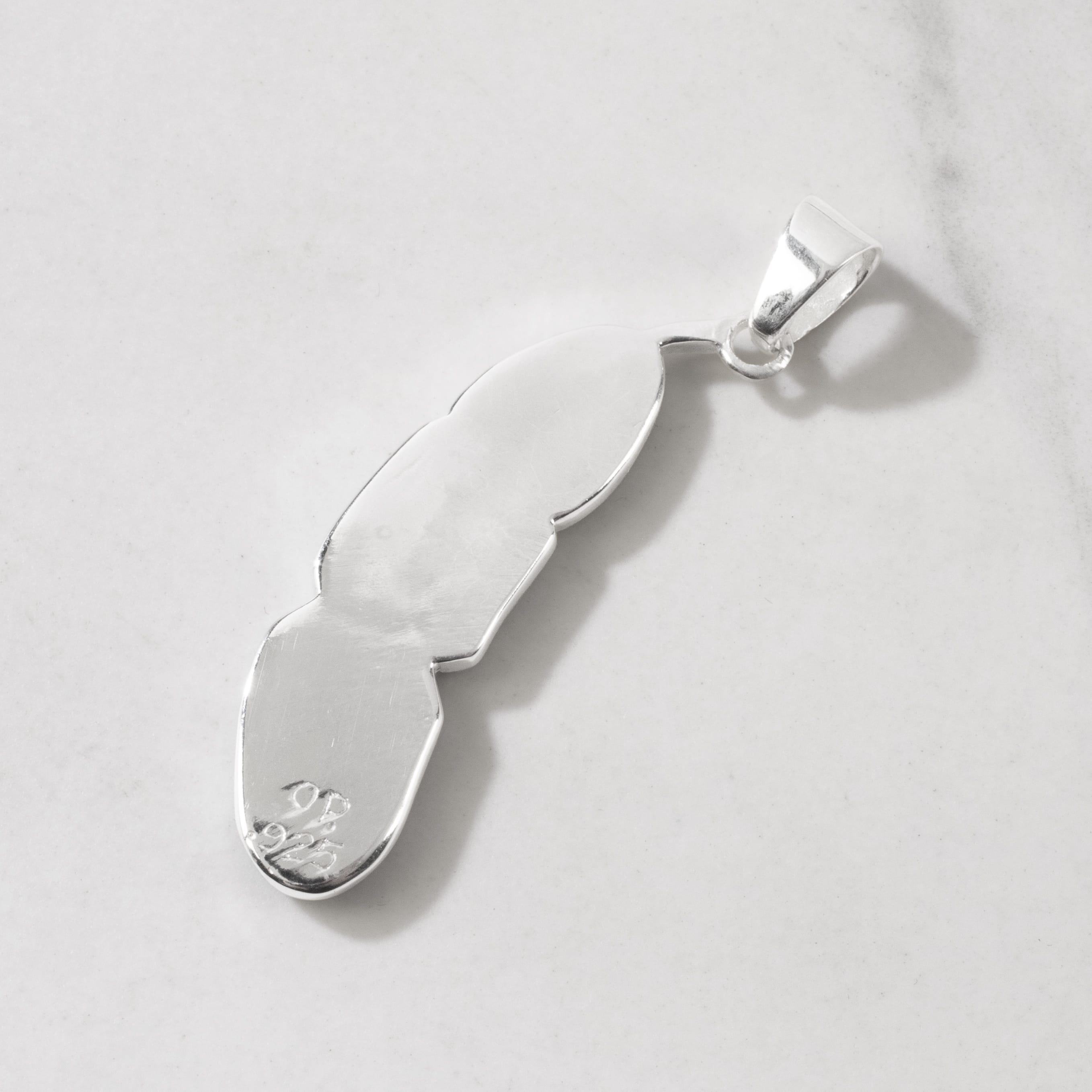 Kalifano Southwest Silver Jewelry Lapis Feather 925 Sterling Silver Pendant USA Handmade with Opal Accent NMN.2312.LP