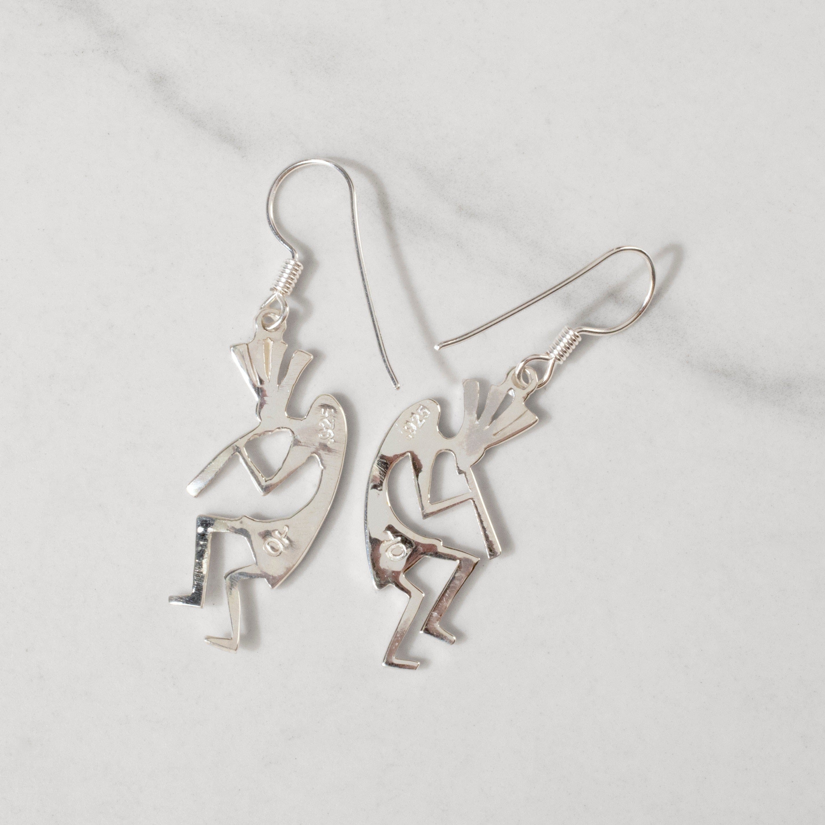 Kalifano Southwest Silver Jewelry Lapis Kokopelli 925 Sterling Silver USA Handmade Earring with French Hook NME.2155.LP