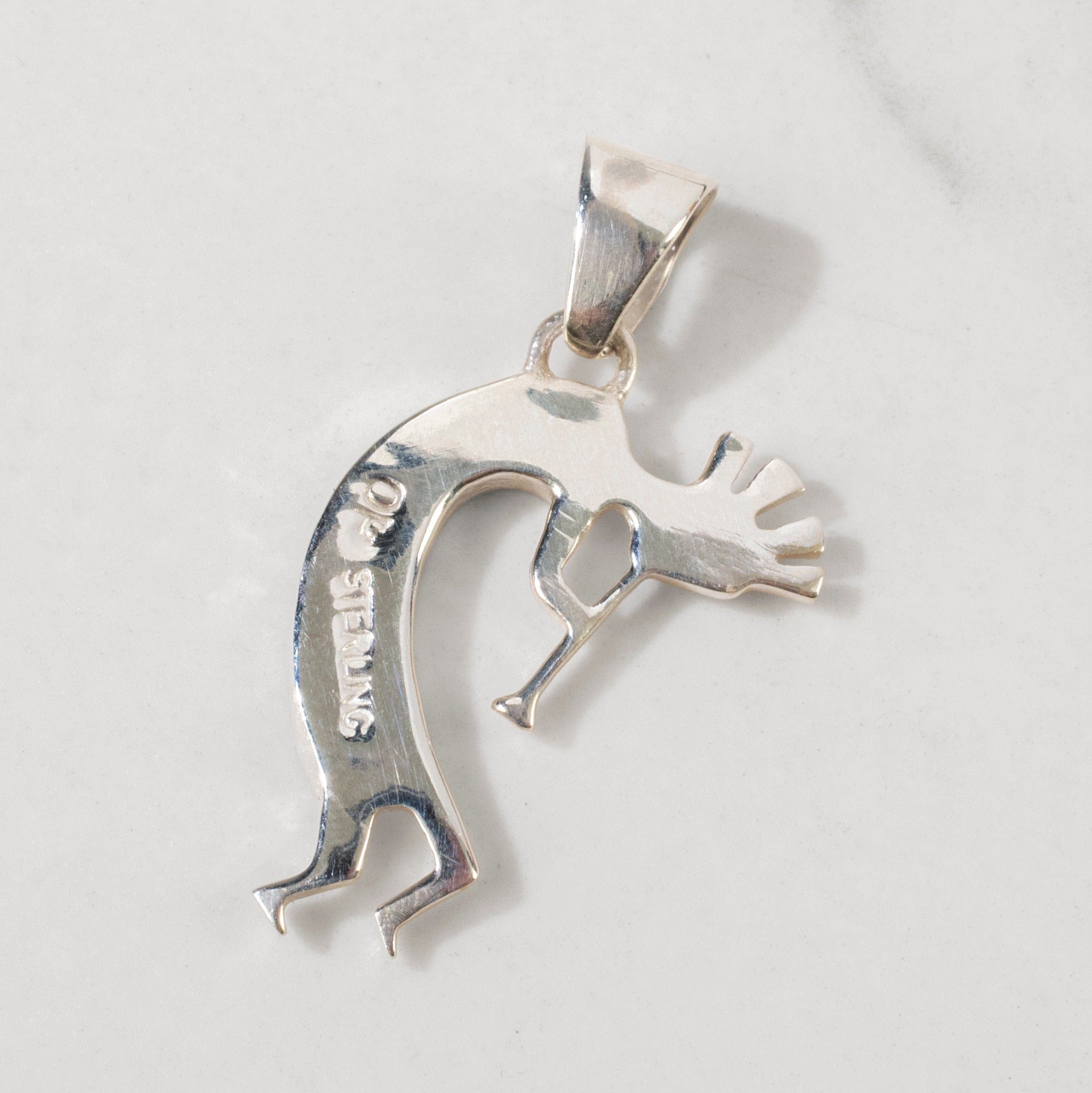 Kalifano Southwest Silver Jewelry Lapis Kokopelli USA Handmade 925 Sterling Silver Pendant with Opal Accent NMN.0607.LP