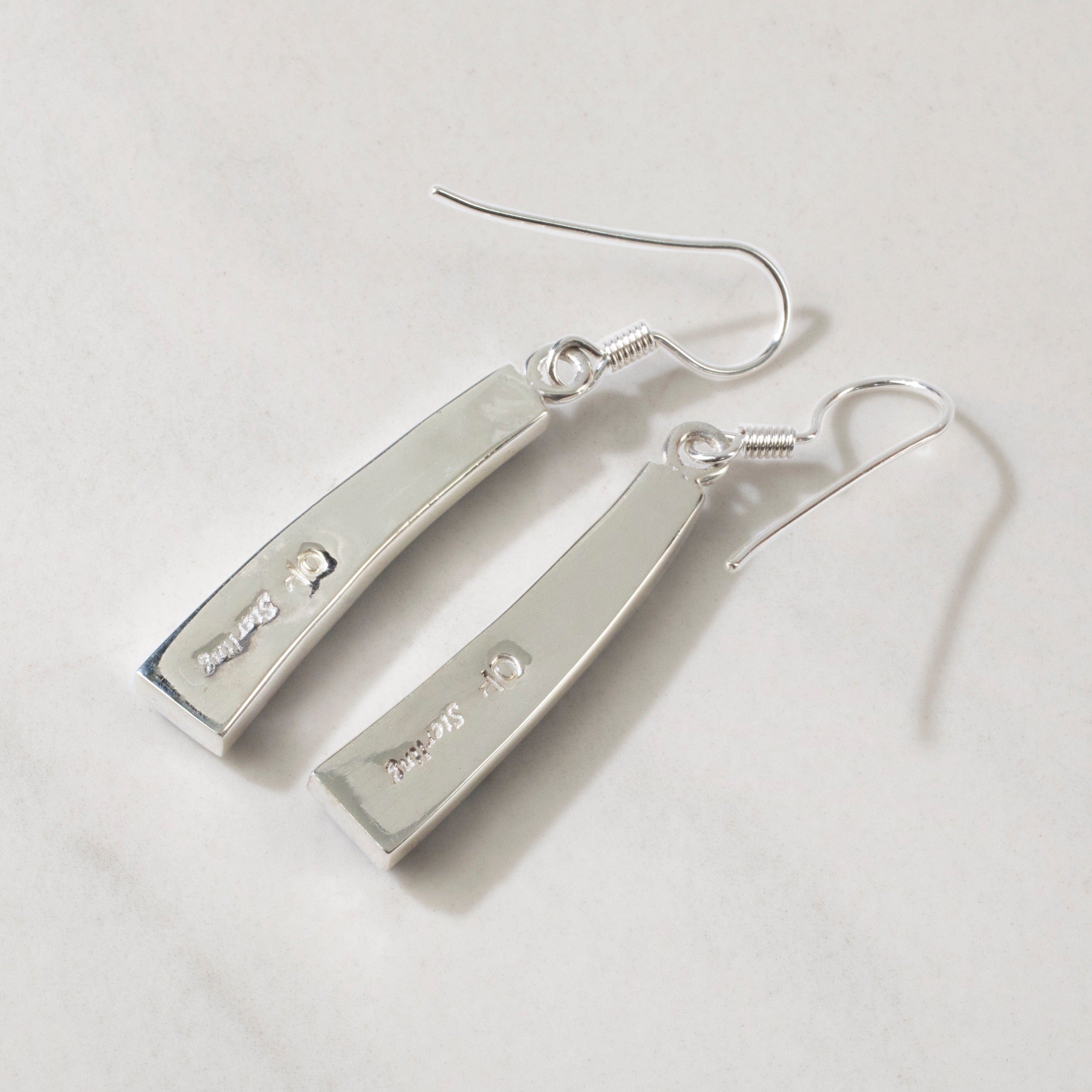 Kalifano Southwest Silver Jewelry Lapis Rectangular 925 Sterling Silver USA Handmade Earring with French Hook NME.0810.LP