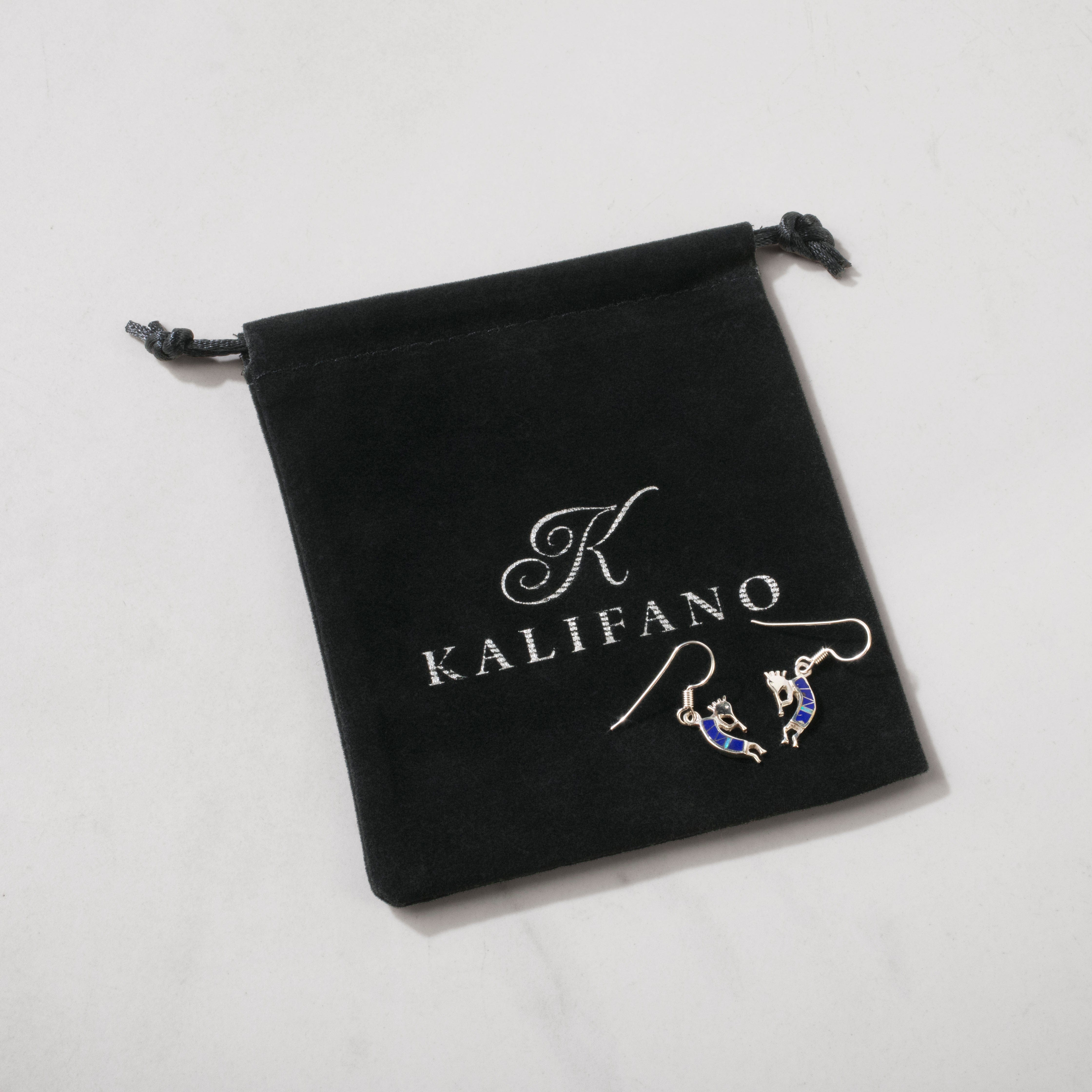 Kalifano Southwest Silver Jewelry Lapis Small Kokopelli 925 Sterling Silver USA Handmade Earring with French Hook NME.0607.LP