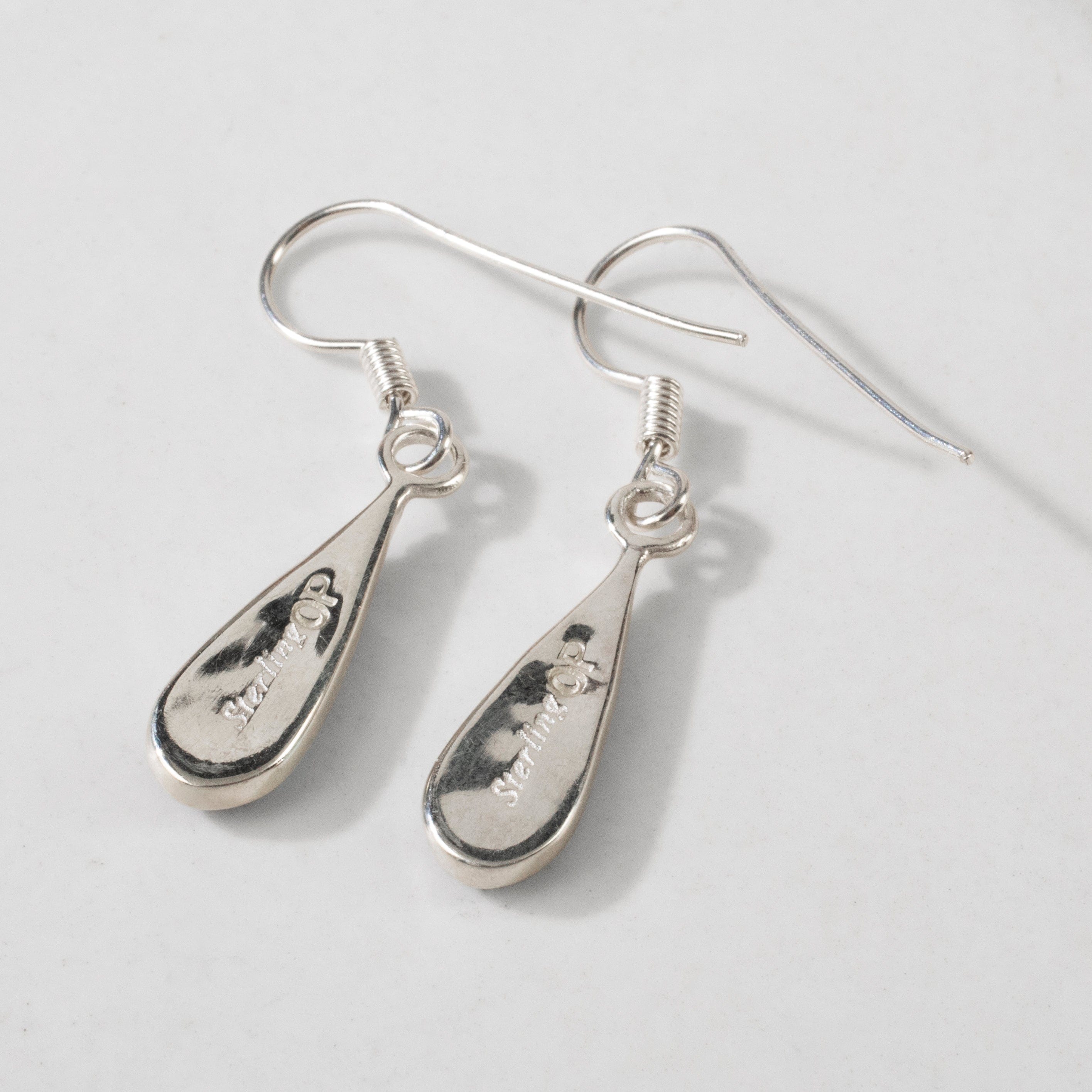 Kalifano Southwest Silver Jewelry Lapis Small Tear Drop 925 Sterling Silver USA Handmade Earring with French Hook NME.0877S.LP