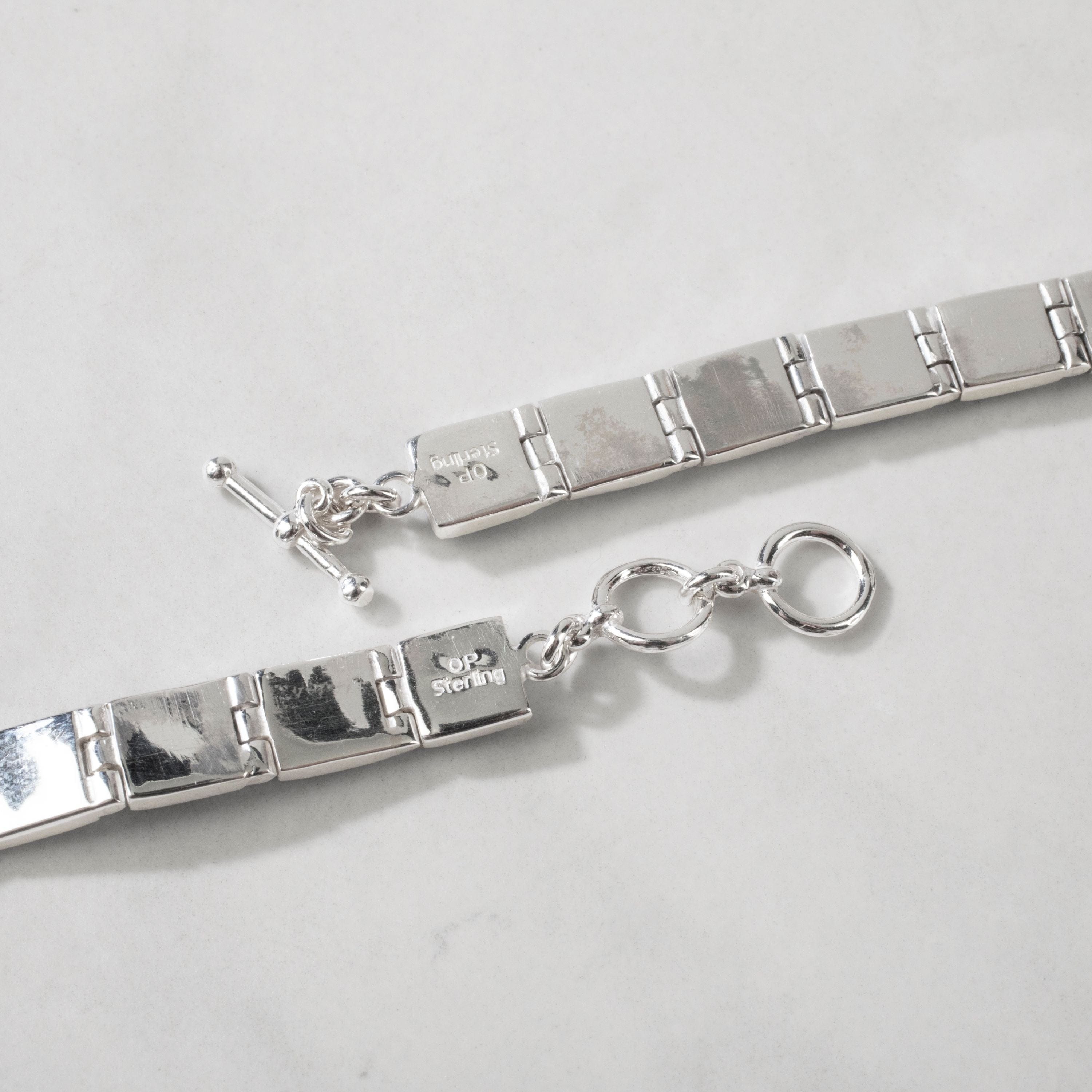 Kalifano Southwest Silver Jewelry Lapis Square 925 Sterling Silver Bracelet USA Handmade with Opal Accent NMB.0245.LP