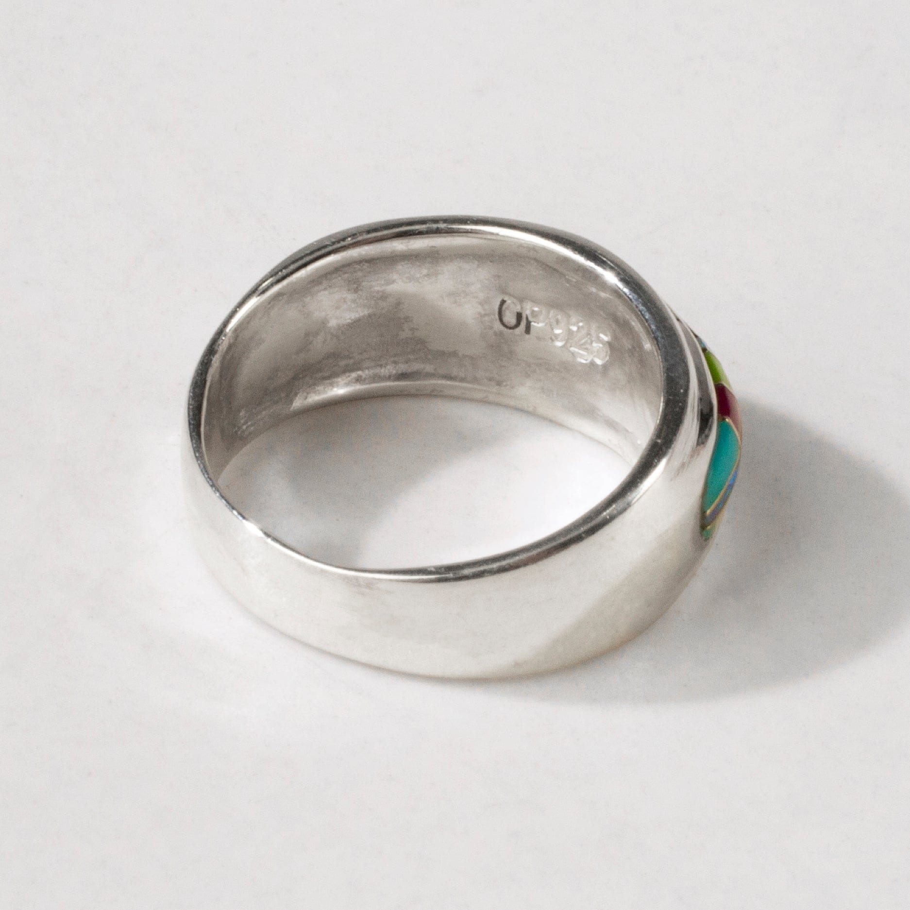 Kalifano Southwest Silver Jewelry Multi Gem 925 Sterling Silver Ring Handmade with Laboratory Opal Accent