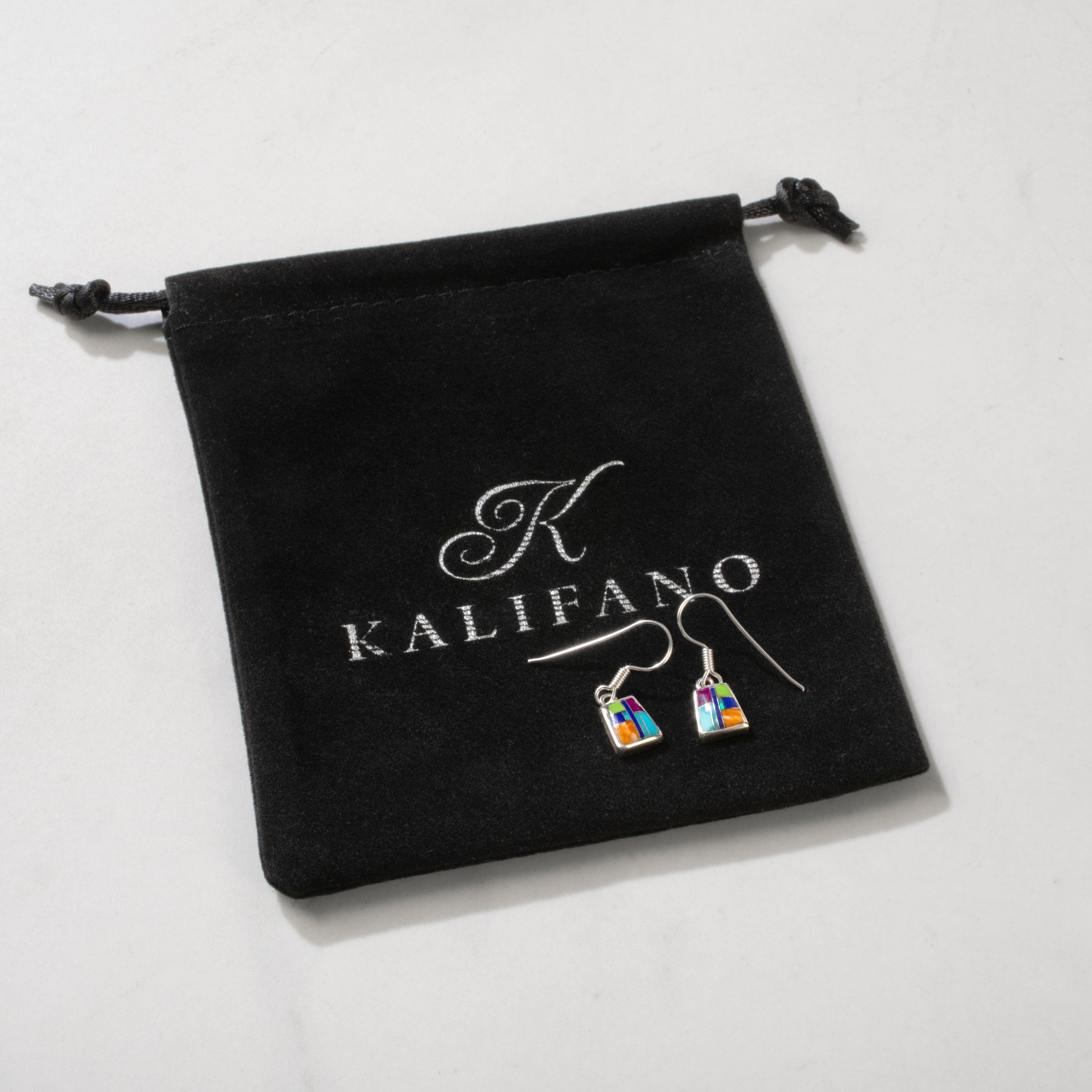Kalifano Southwest Silver Jewelry Multi Gem 925 Sterling Silver USA Handmade Earrings with French Hook NME.0240S.MT