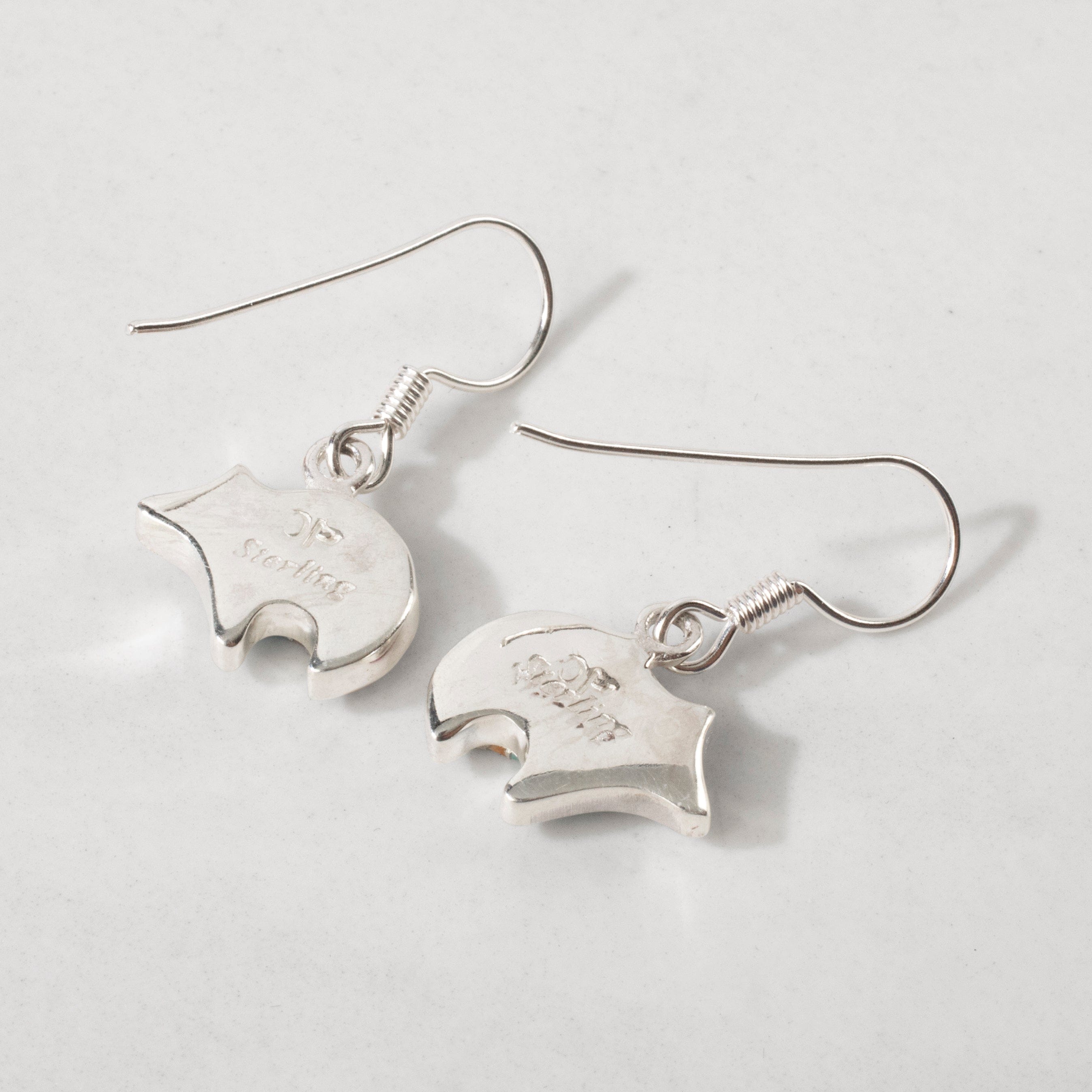 Kalifano Southwest Silver Jewelry Multi Gem Bear 925 Sterling Silver USA Handmade Earrings with French Hook NME.0451.MT