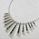 Multi Gem & Black Onyx Reversible USA Handmade 925 Sterling Silver Necklace