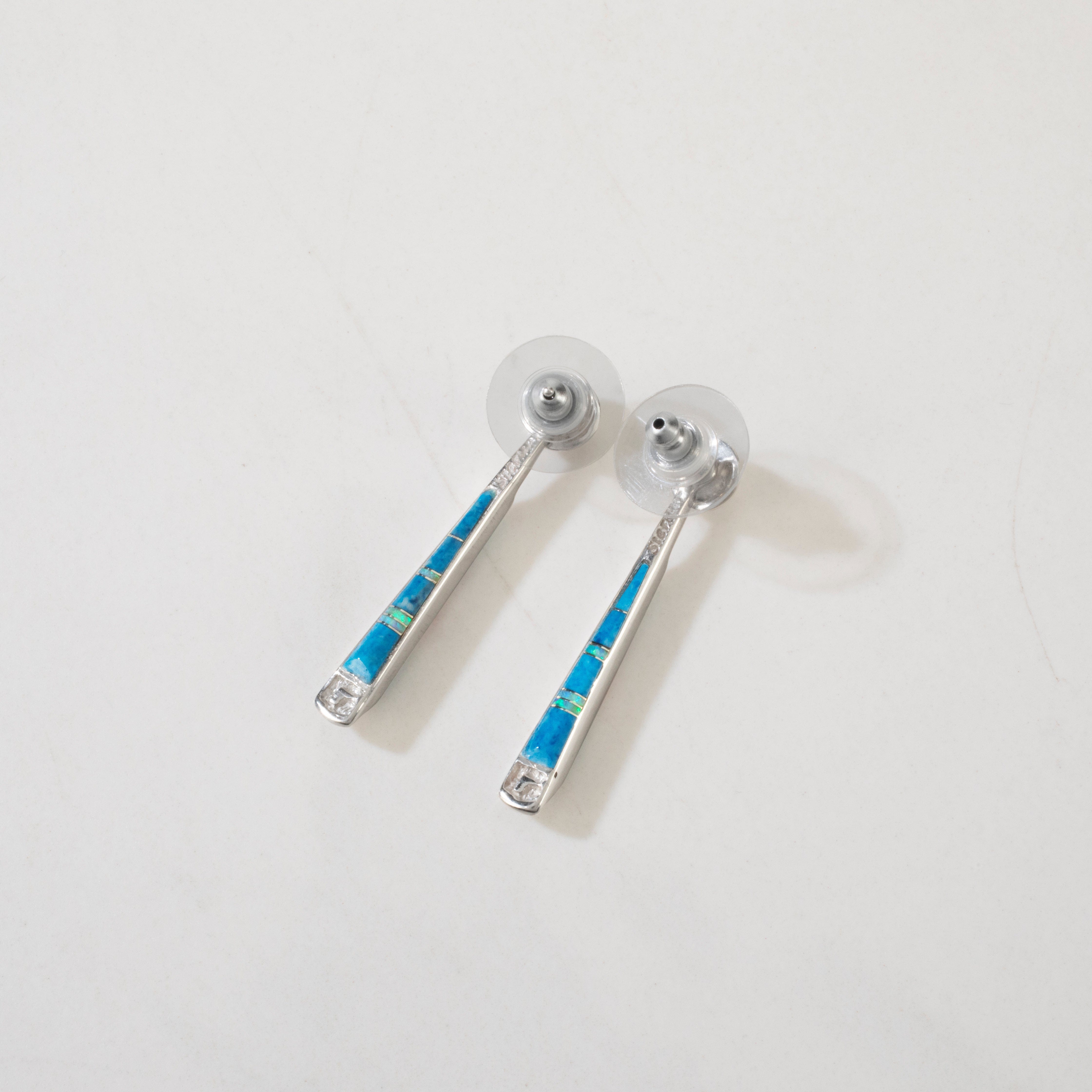 Kalifano Southwest Silver Jewelry Multi Gem & Denim Lapis Reversible USA Handmade 925 Sterling Silver Earrings with Stud Backing NME.0905.MTDL