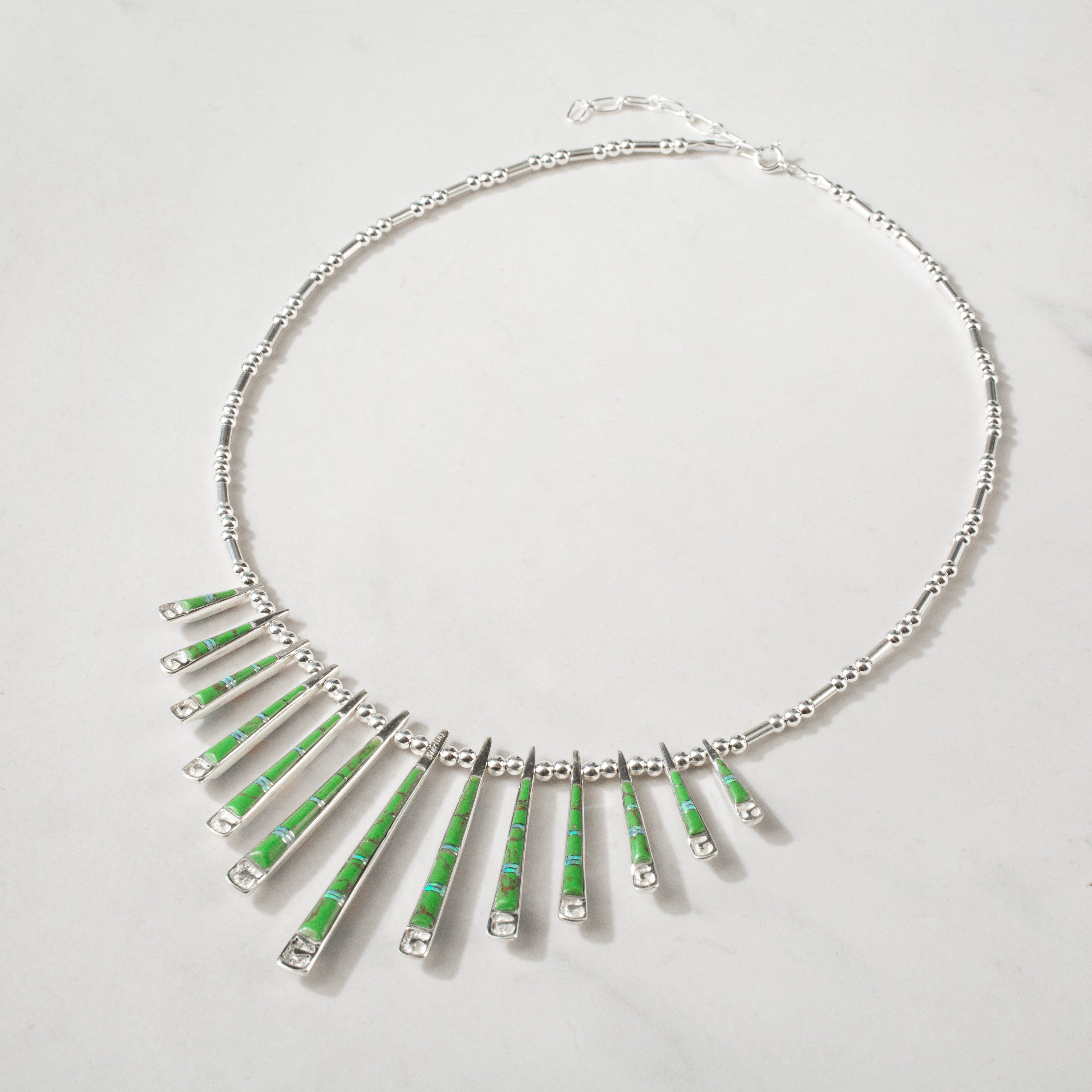 Kalifano Southwest Silver Jewelry Multi Gem & Gaspeite Reversible USA Handmade 925 Sterling Silver Necklace NMN.0905.MTGP